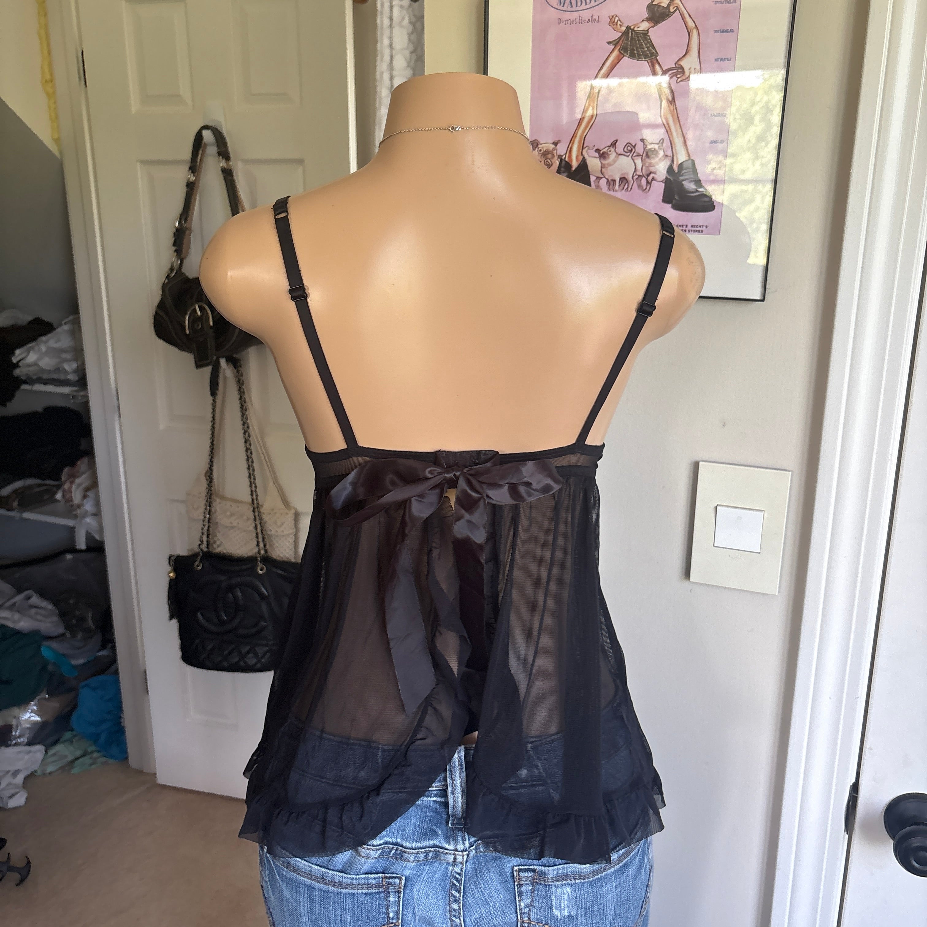 00s black pushup babydoll lingerie cami (size 32B)