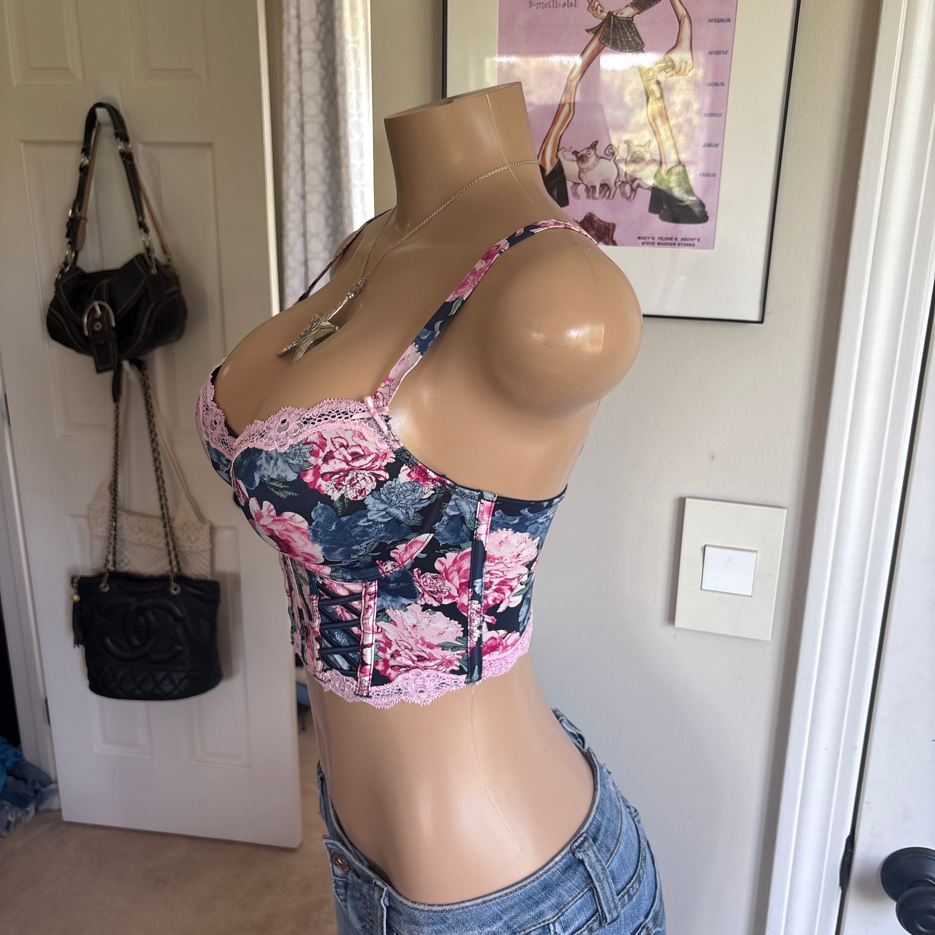 00s Victoria's Secret floral bustier corset top (size 32D)