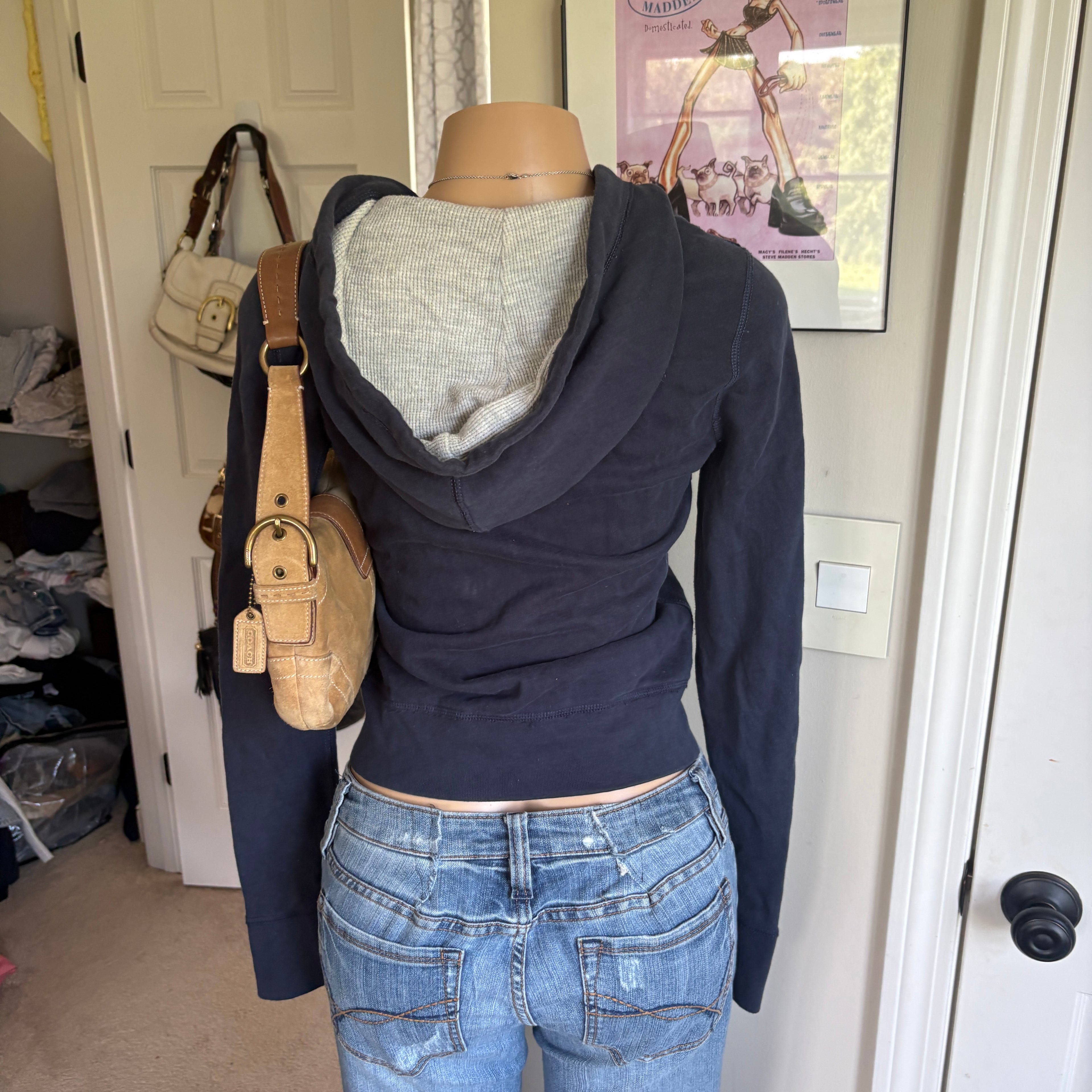 00s Abercrombie spellout navy zip hoodie (size XS)