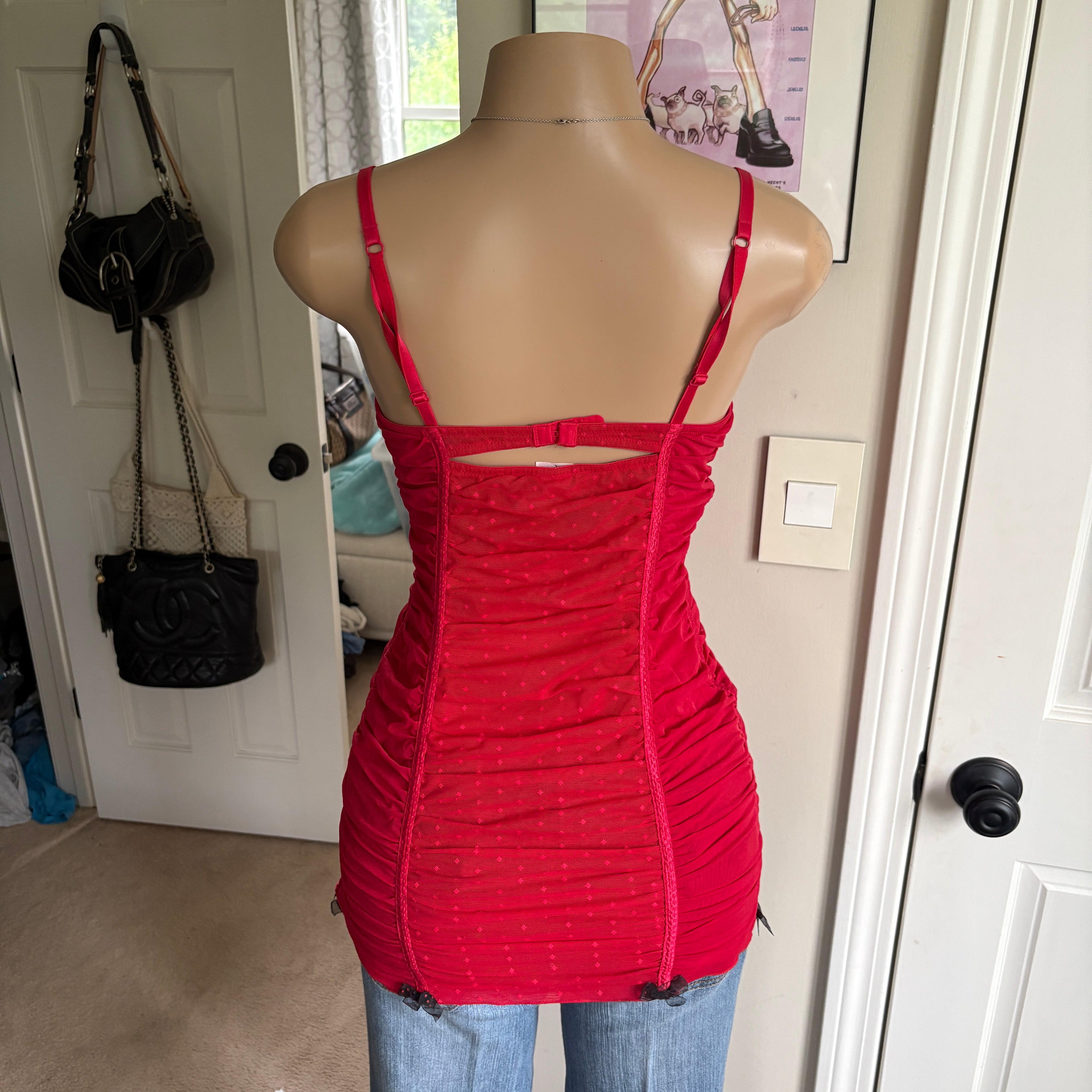 00s Jezebel red bustier lingerie top (size M)