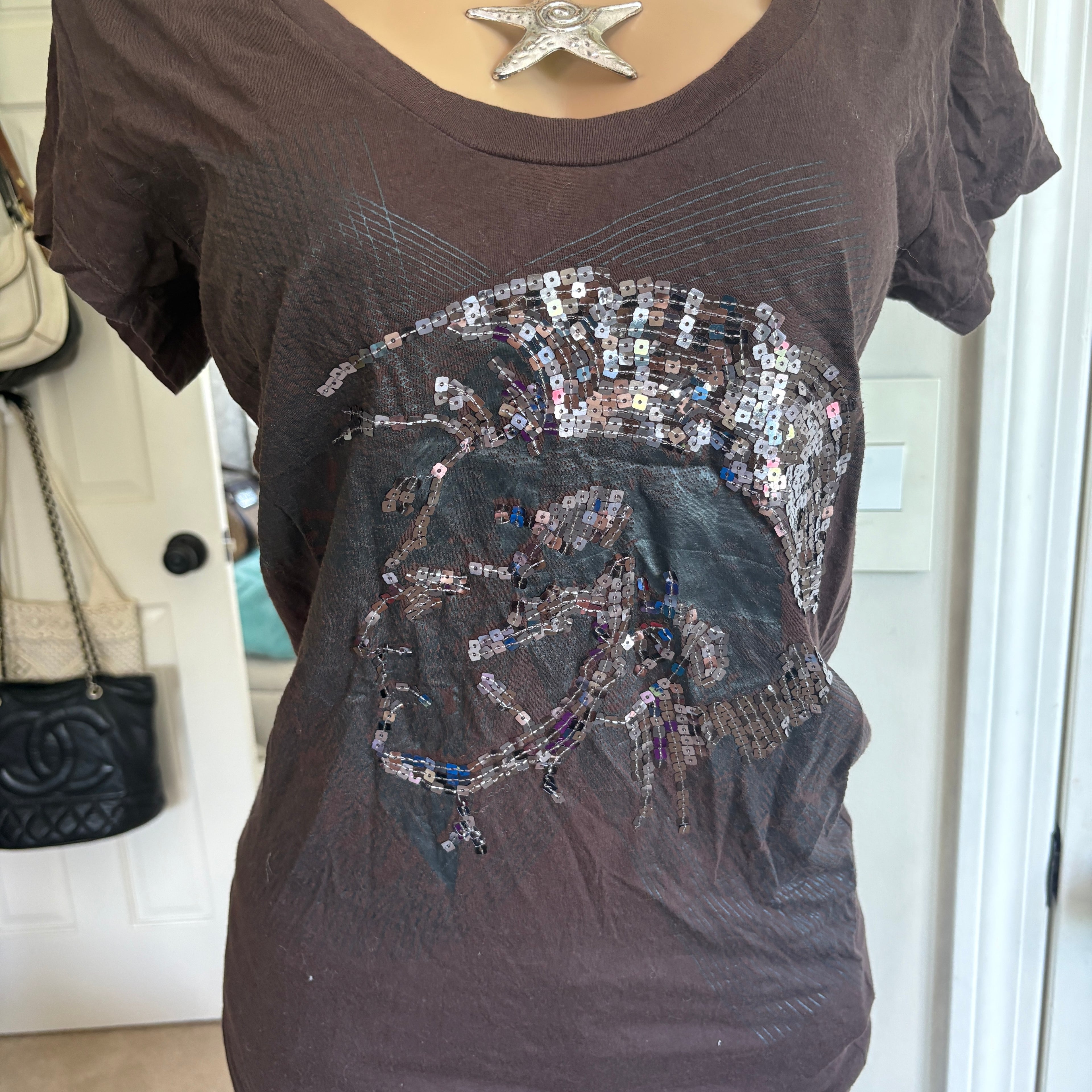 00s Diesel brown short sleeve top (size M)
