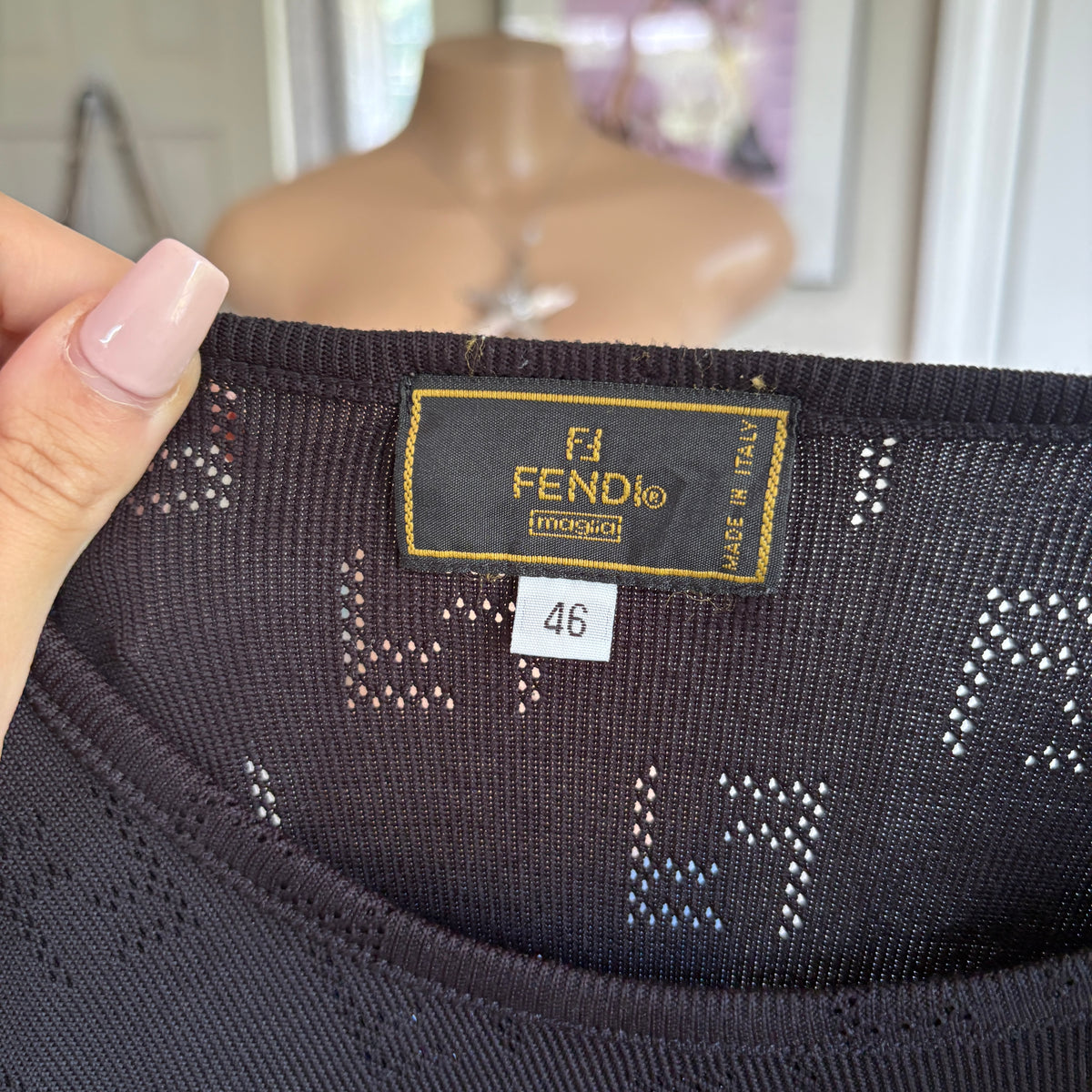00s Fendi black eyelet top (size M/L)