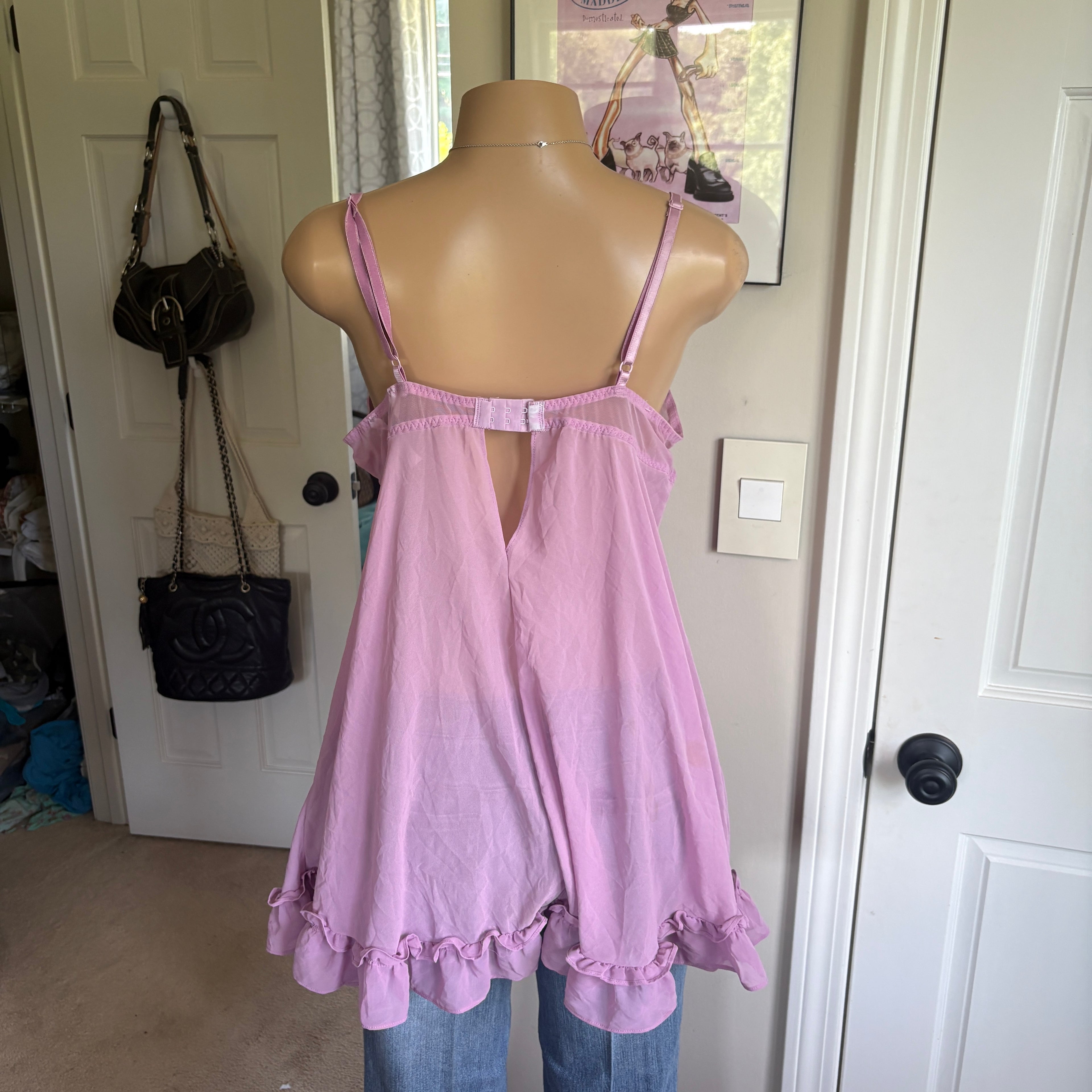 00s purple floral lingerie top (size XL)
