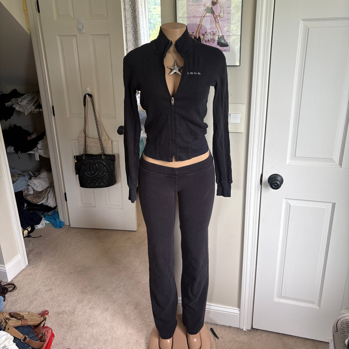 00s Bebe spellout black tracksuit set (size S)