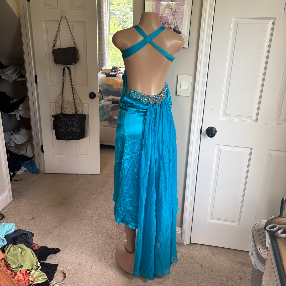 00s Jovani blue silk dress (size XS)