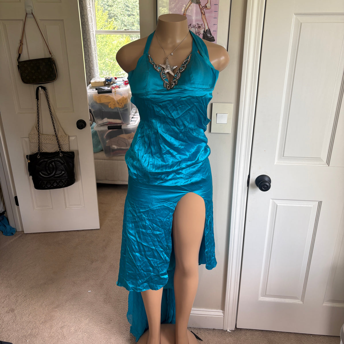 00s Jovani blue silk dress (size XS)