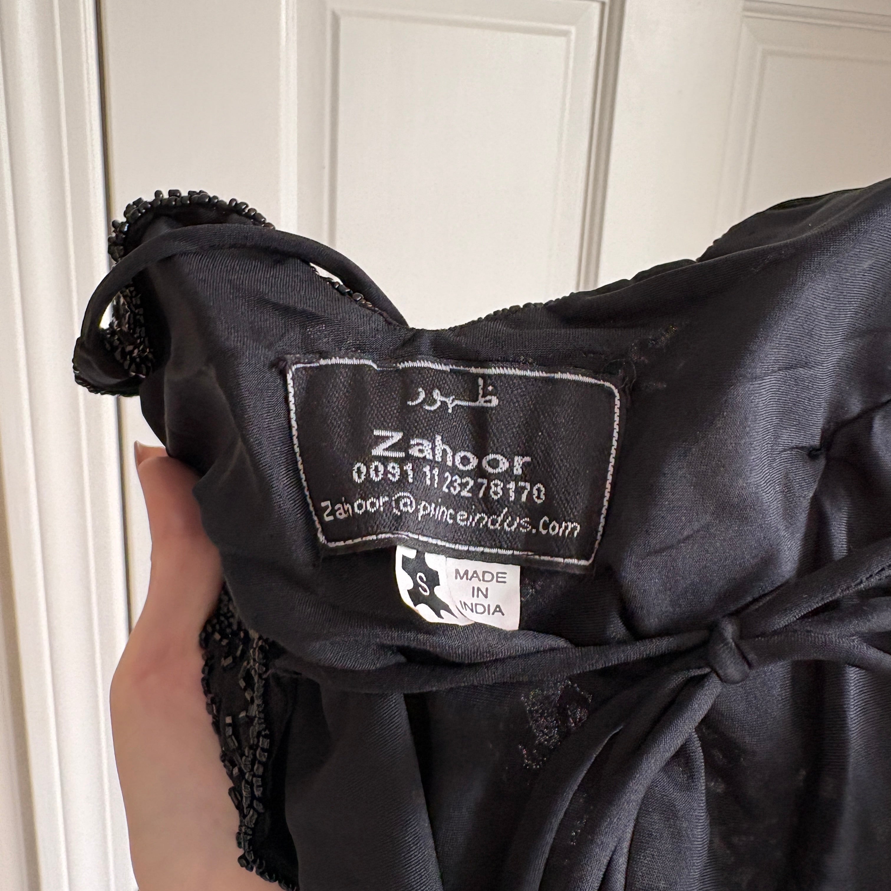 00s black beaded butterfly halter top (size S)