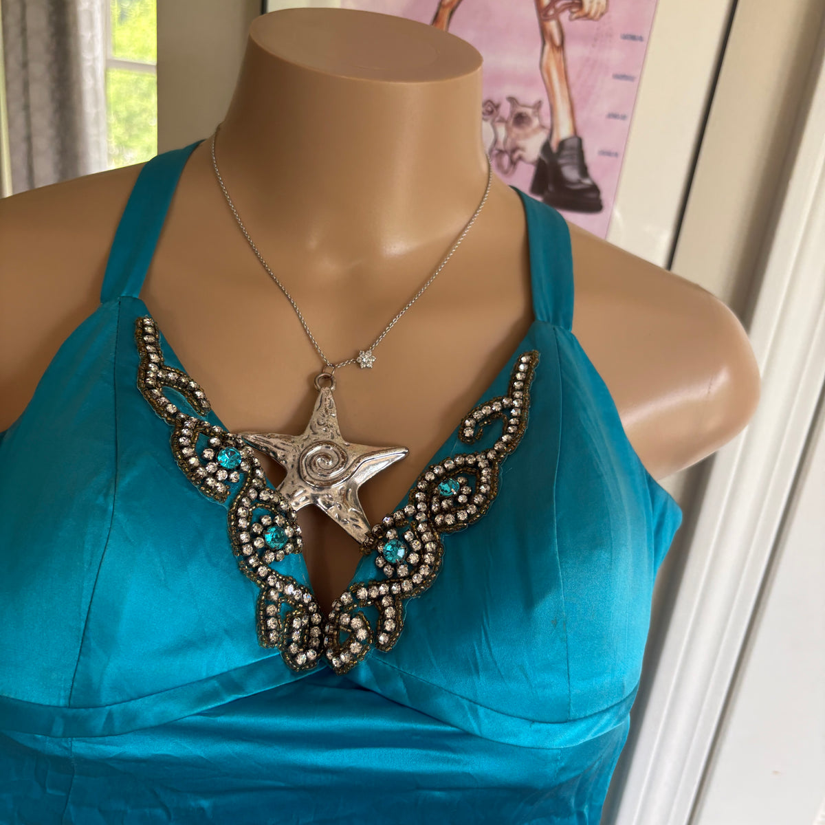00s Jovani blue silk dress (size XS)