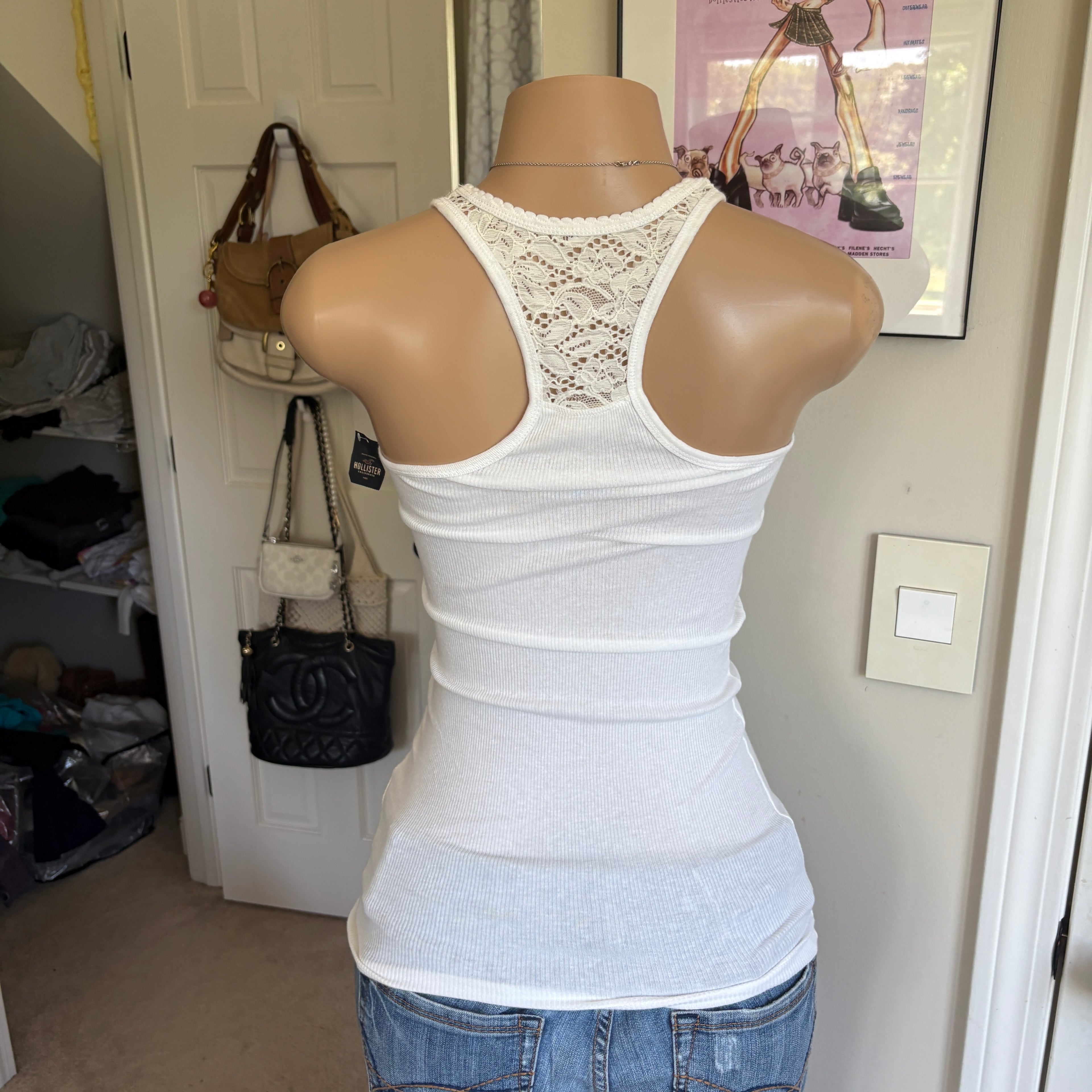 00s Hollister white lace tank top (size S)