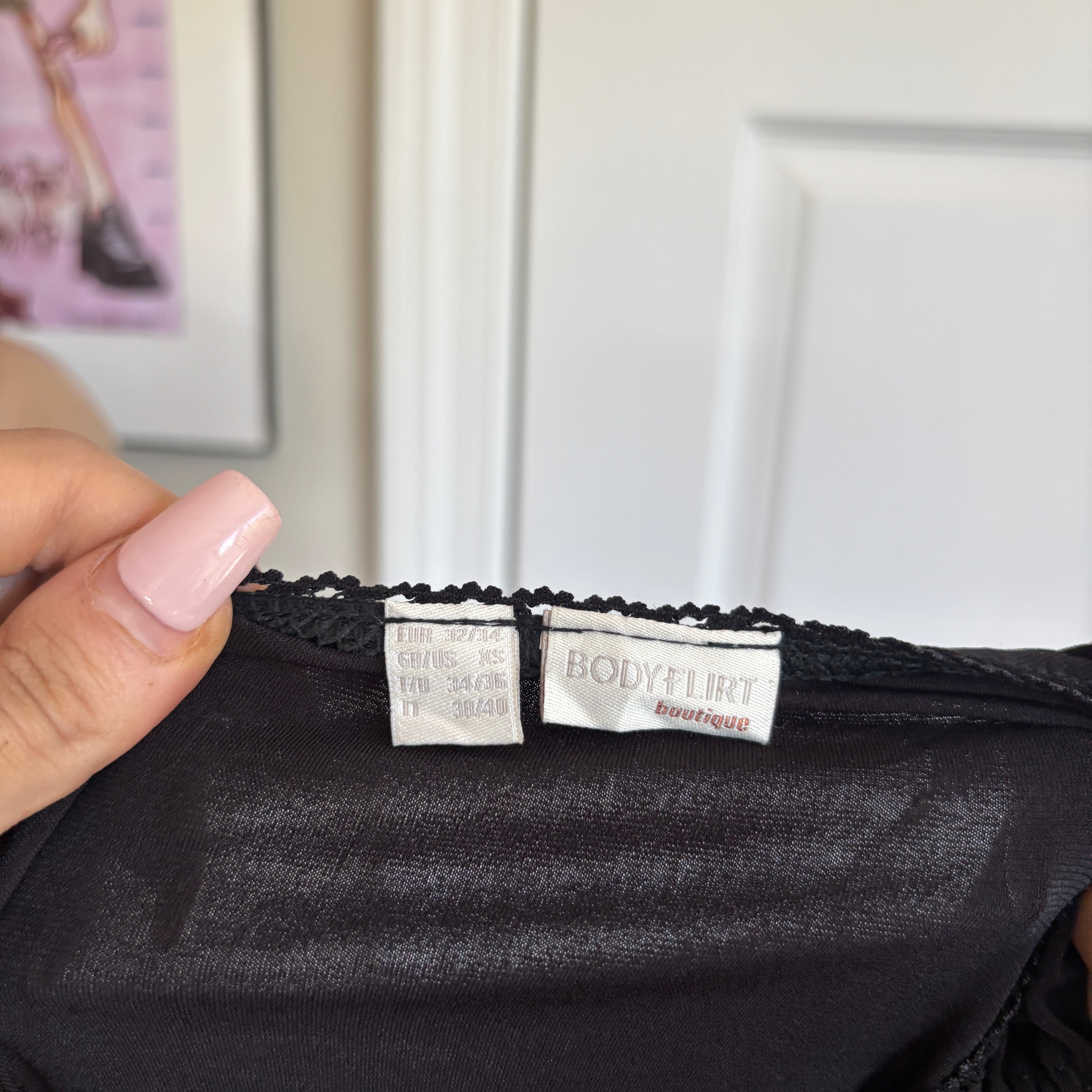 00s black floral lace up tank top (size XS)