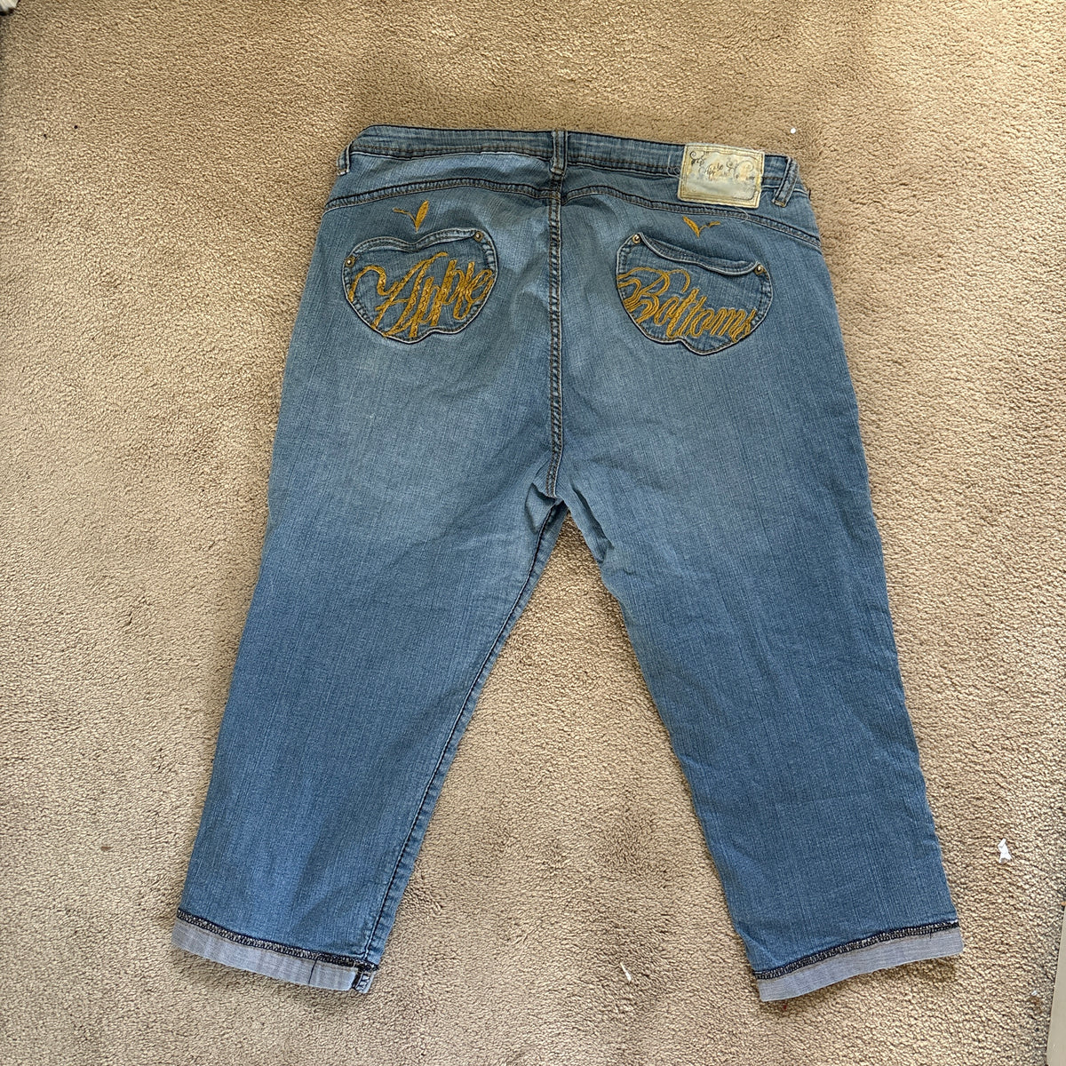 00s Apple Bottoms yellow embroidered jeans (size XL)
