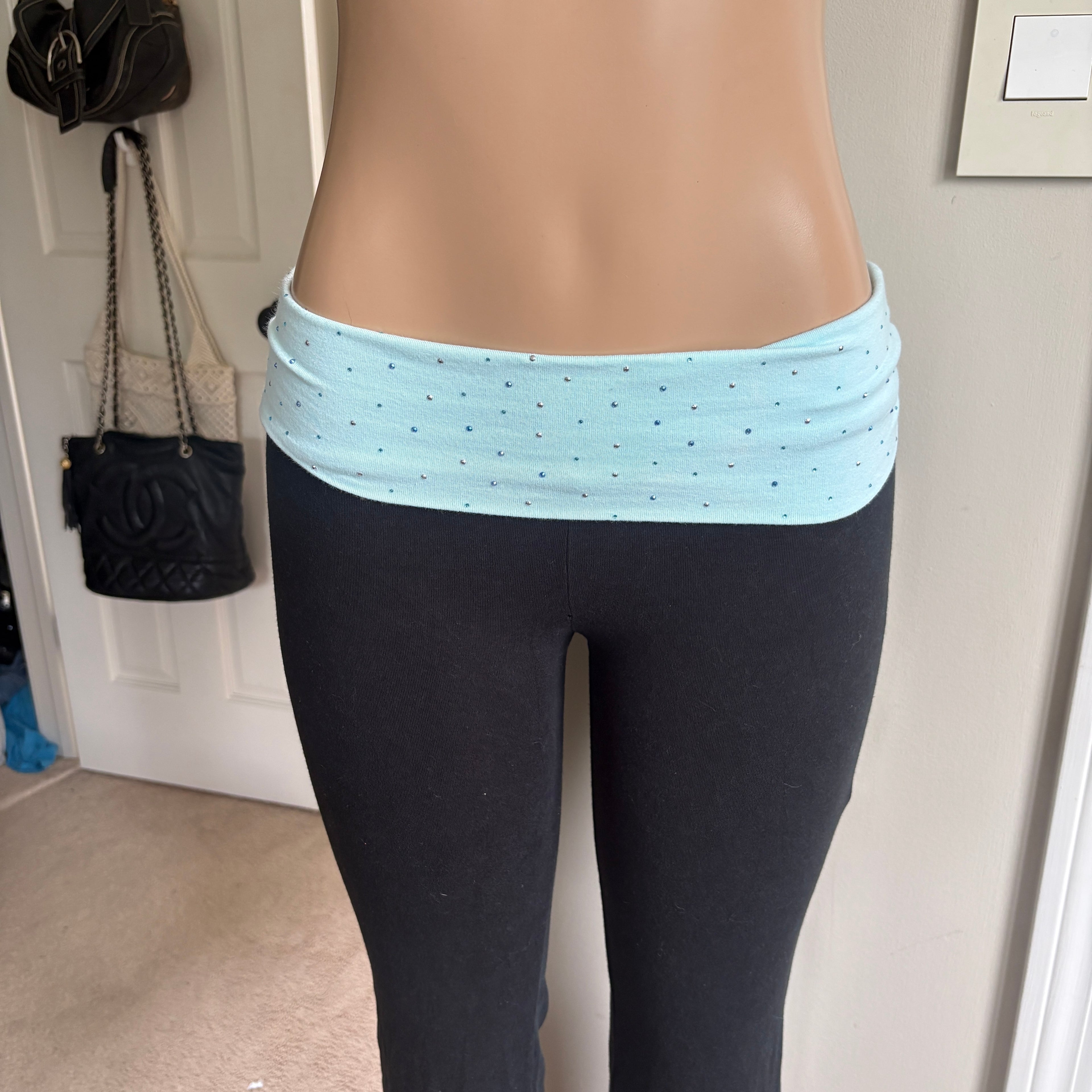00s Victoria's Secret Pink blue foldover leggings (size XS)