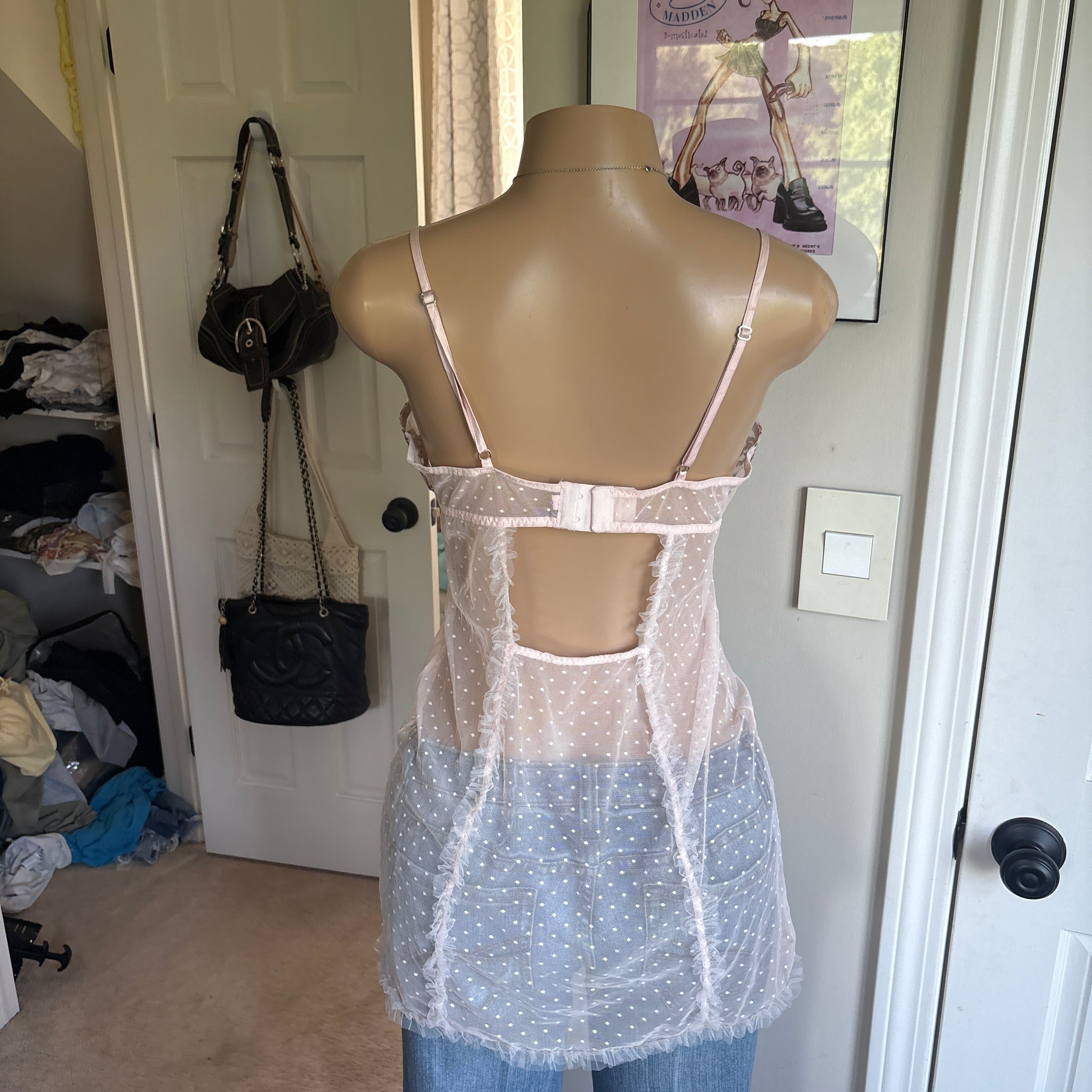 00s Victoria's Secret floral v neck slip cami top (size L)