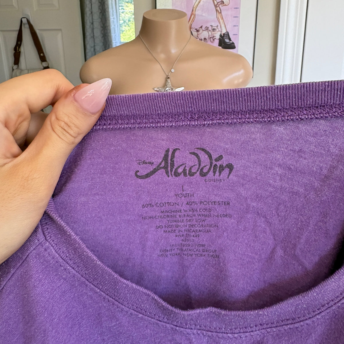 00s Aladdin spellout purple baby tee (size XS)