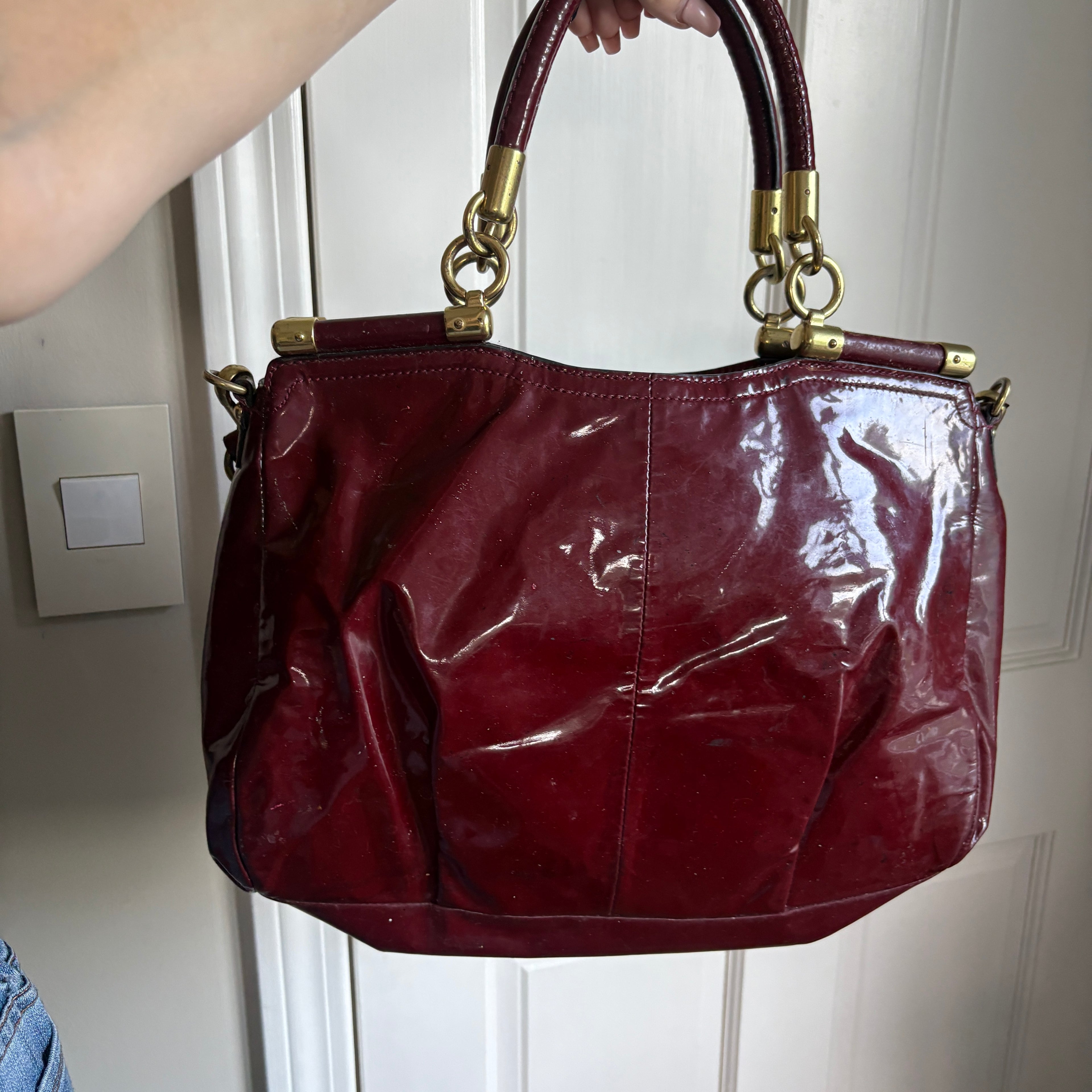 00s Coach Madison Exotic Patent Leather Sophia Satchel