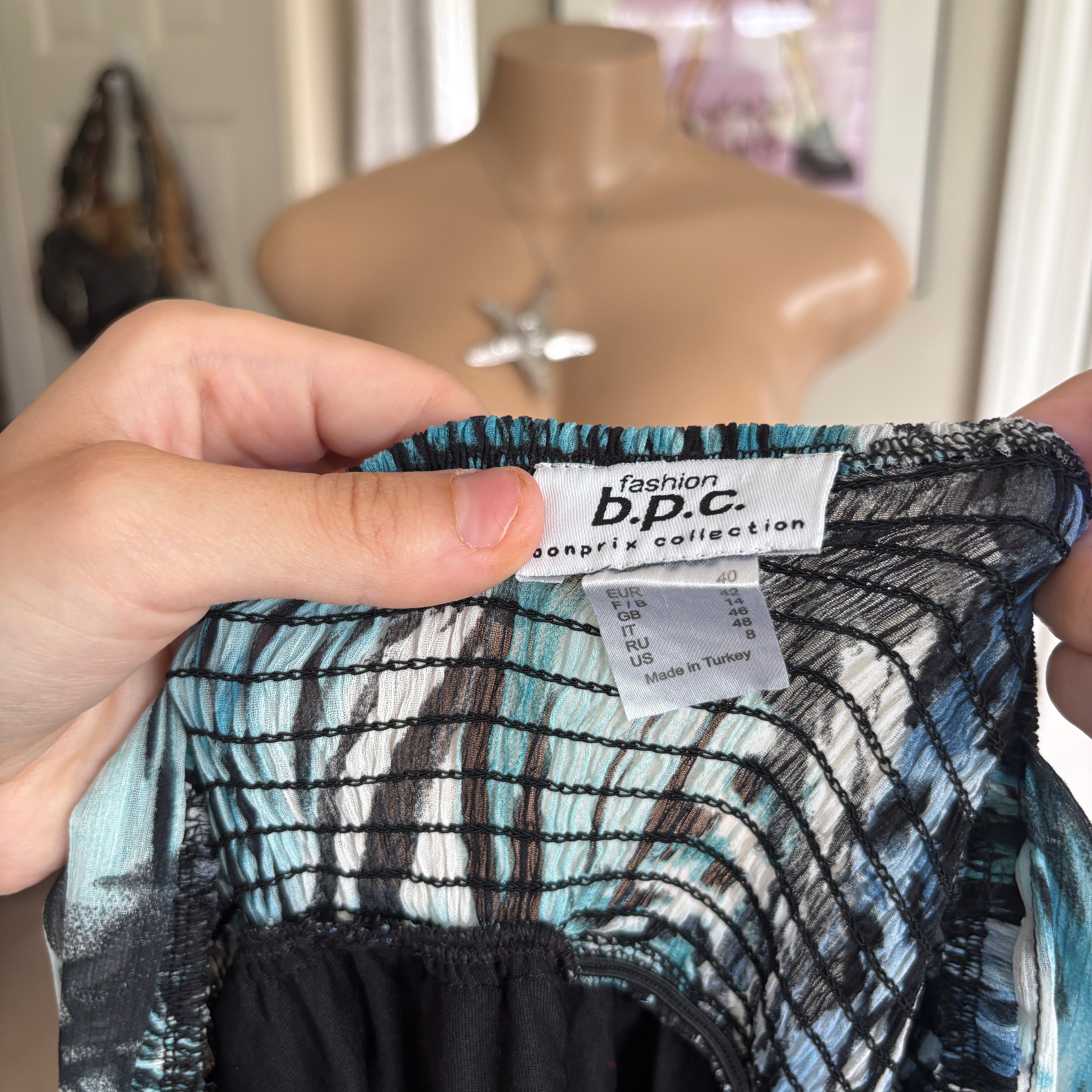 00s blue leopard print dress (size L)