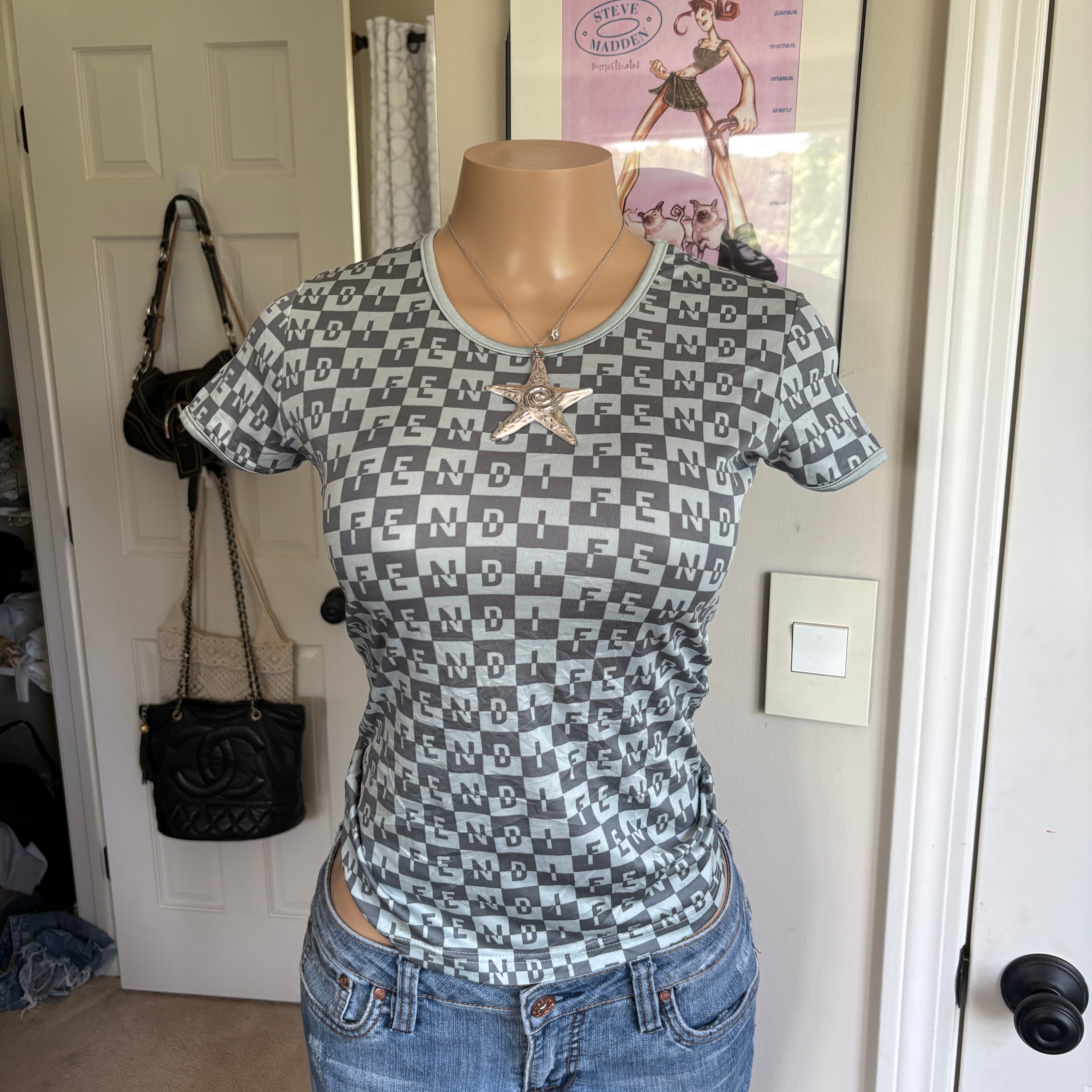 00s Fendi vintage print monogram t-shirt (size S)