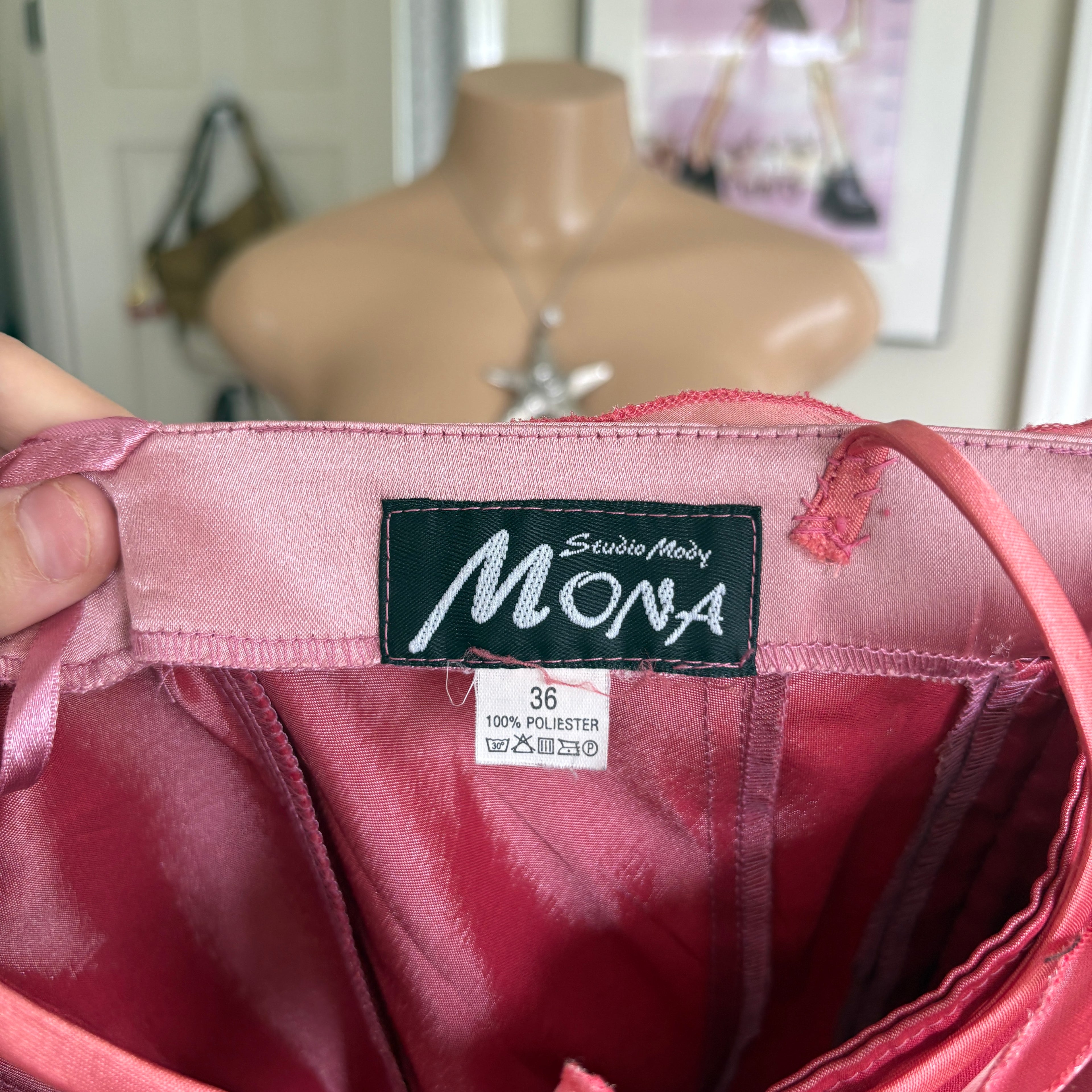 00s pink satin corset lace back cami (size S/M)