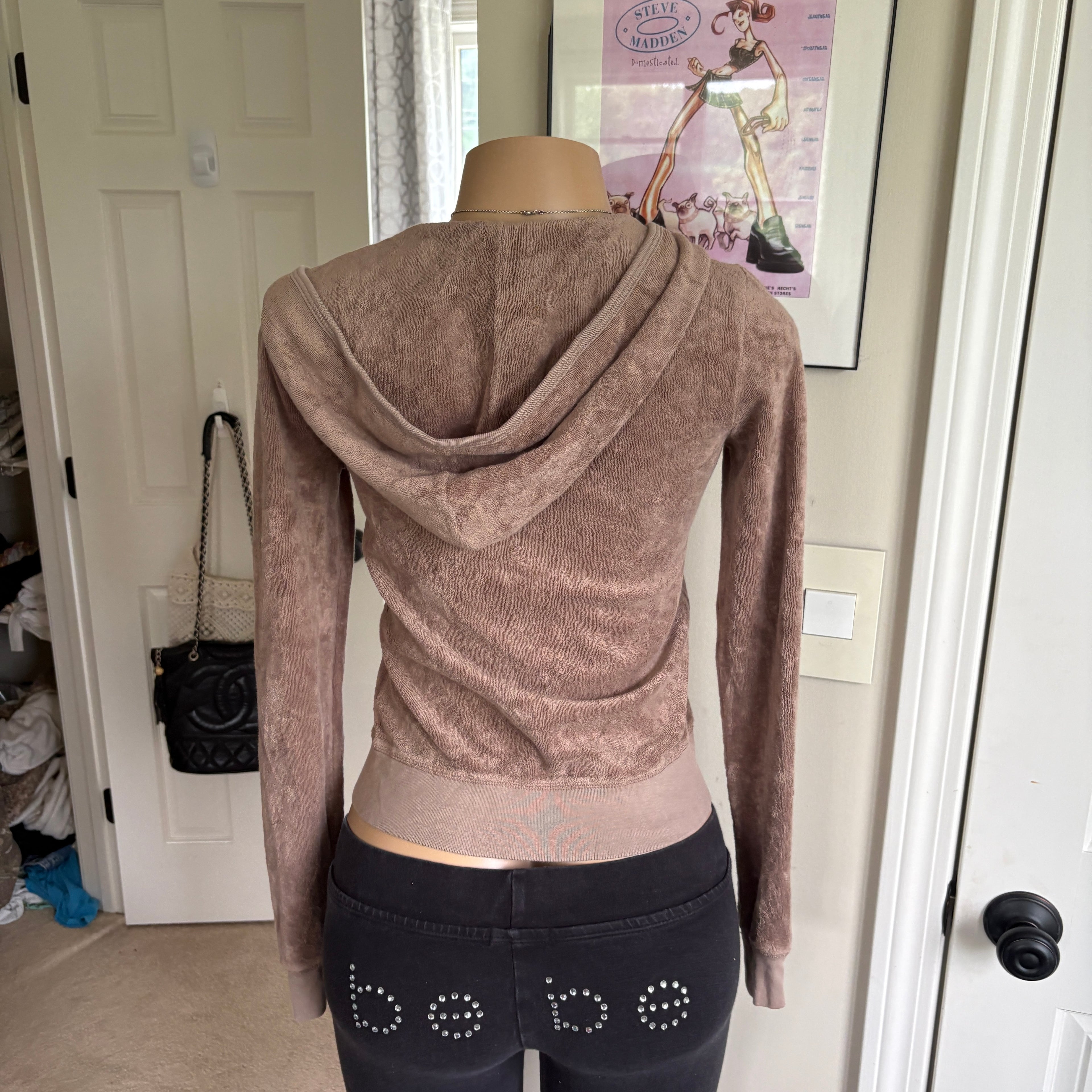 00s vintage Juicy Couture terrycloth light brown track hoodie (size M)