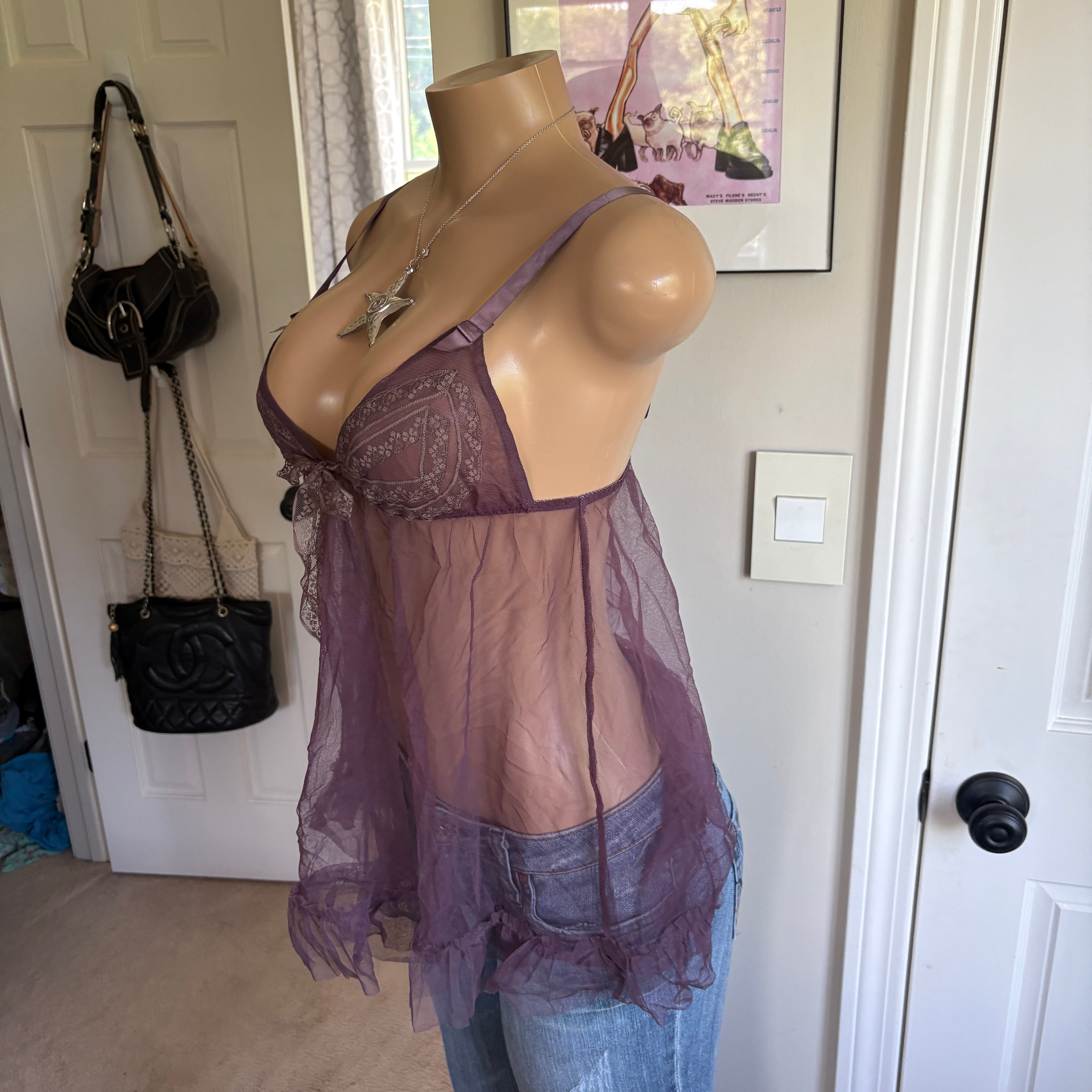 00s Victoria's Secret purple sheer babydoll cami (size M)