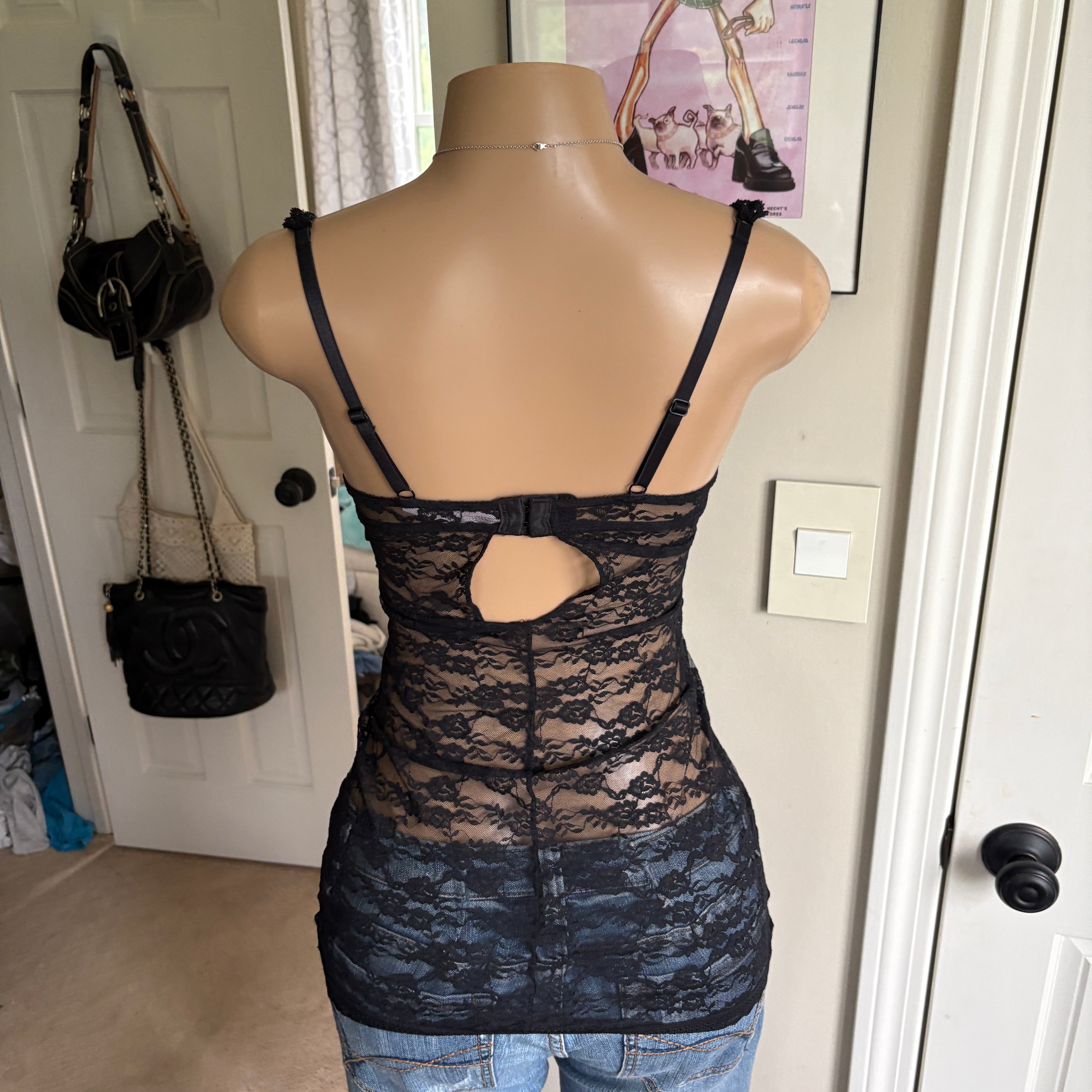 00s black & nude lace bustier lingerie top(size S)