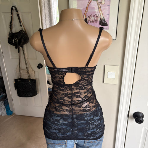 00s black & nude lace bustier lingerie top(size S)