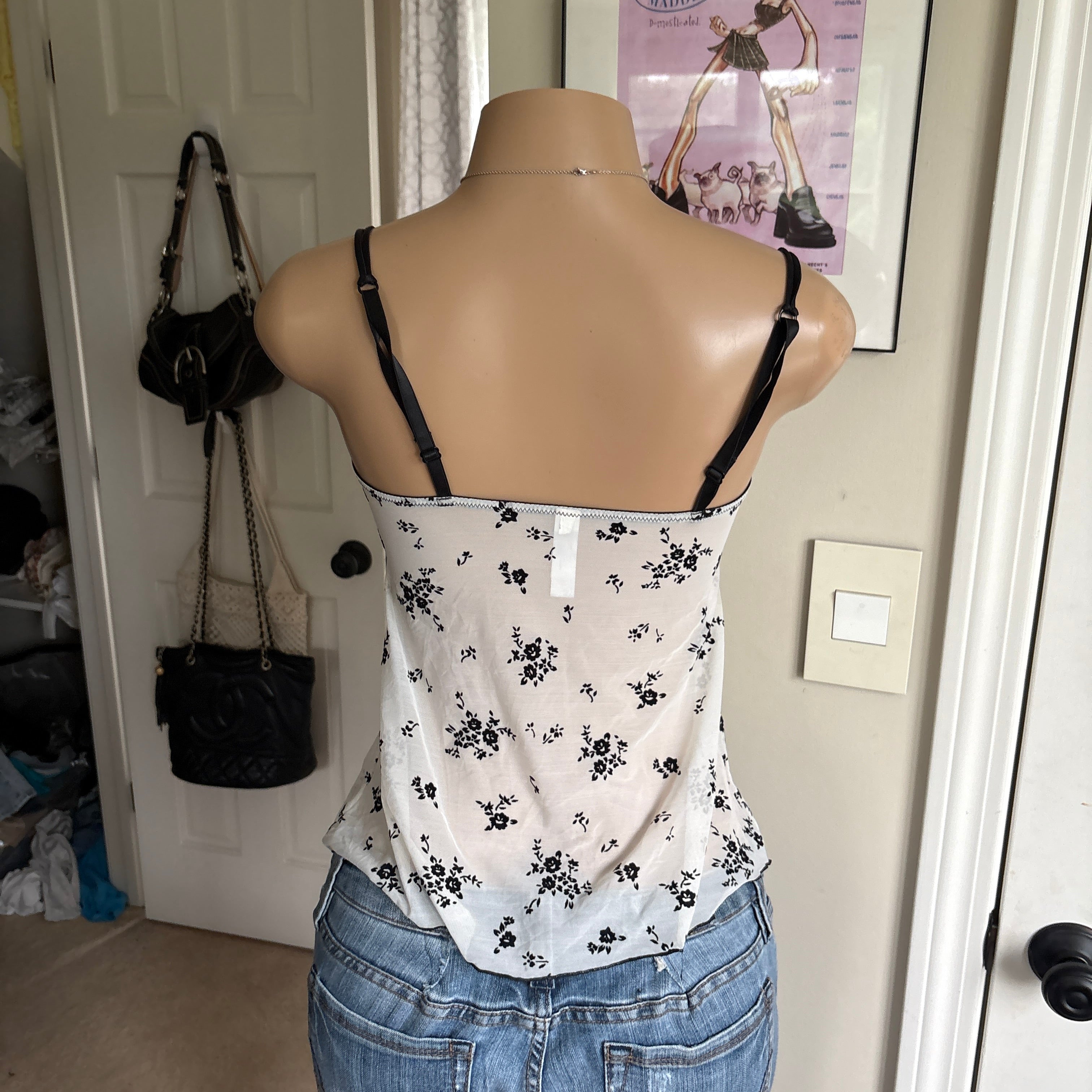 00s white & black floral cami (size  S)