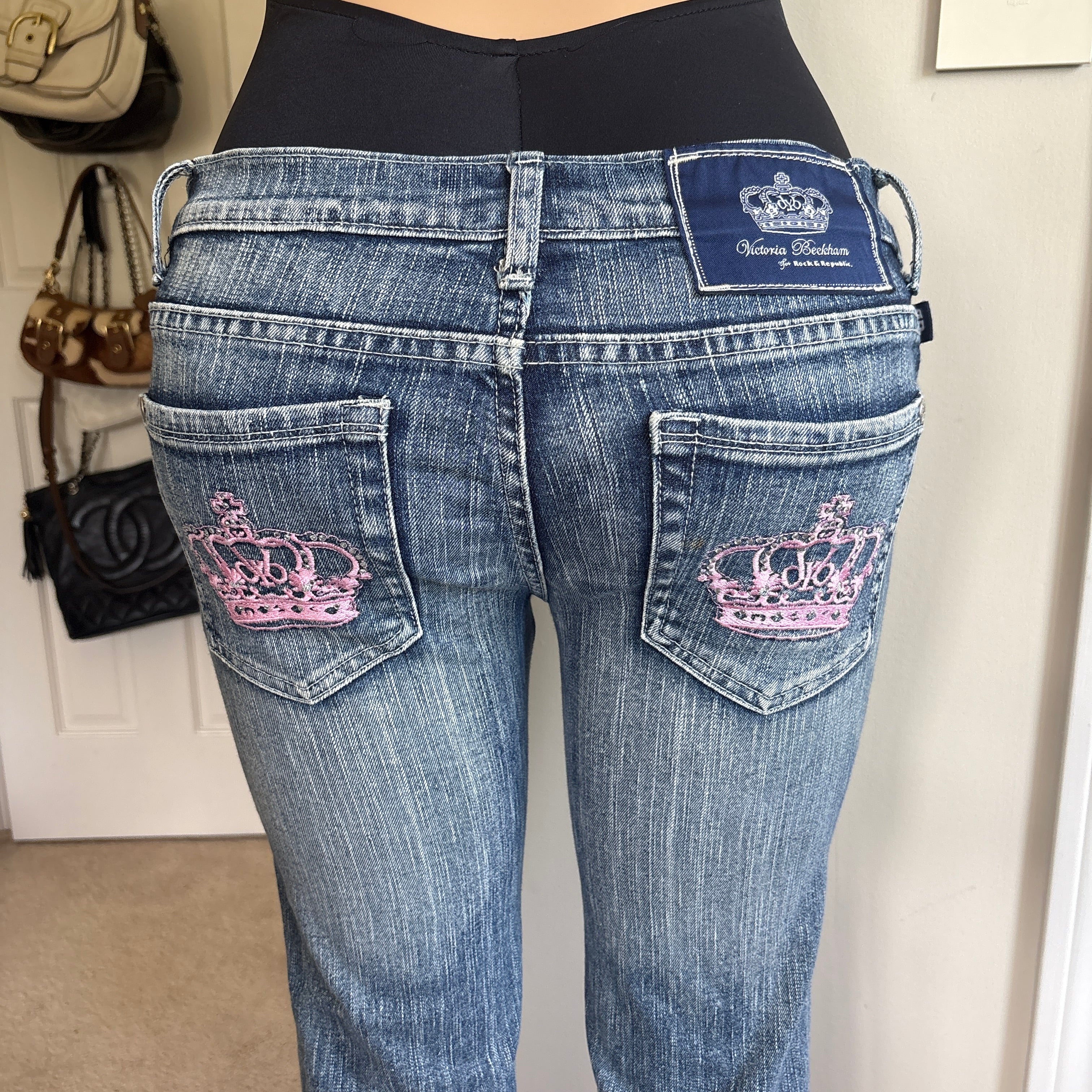 00s Victoria Beckham x Rock & Republic low rise jeans (size S/M)