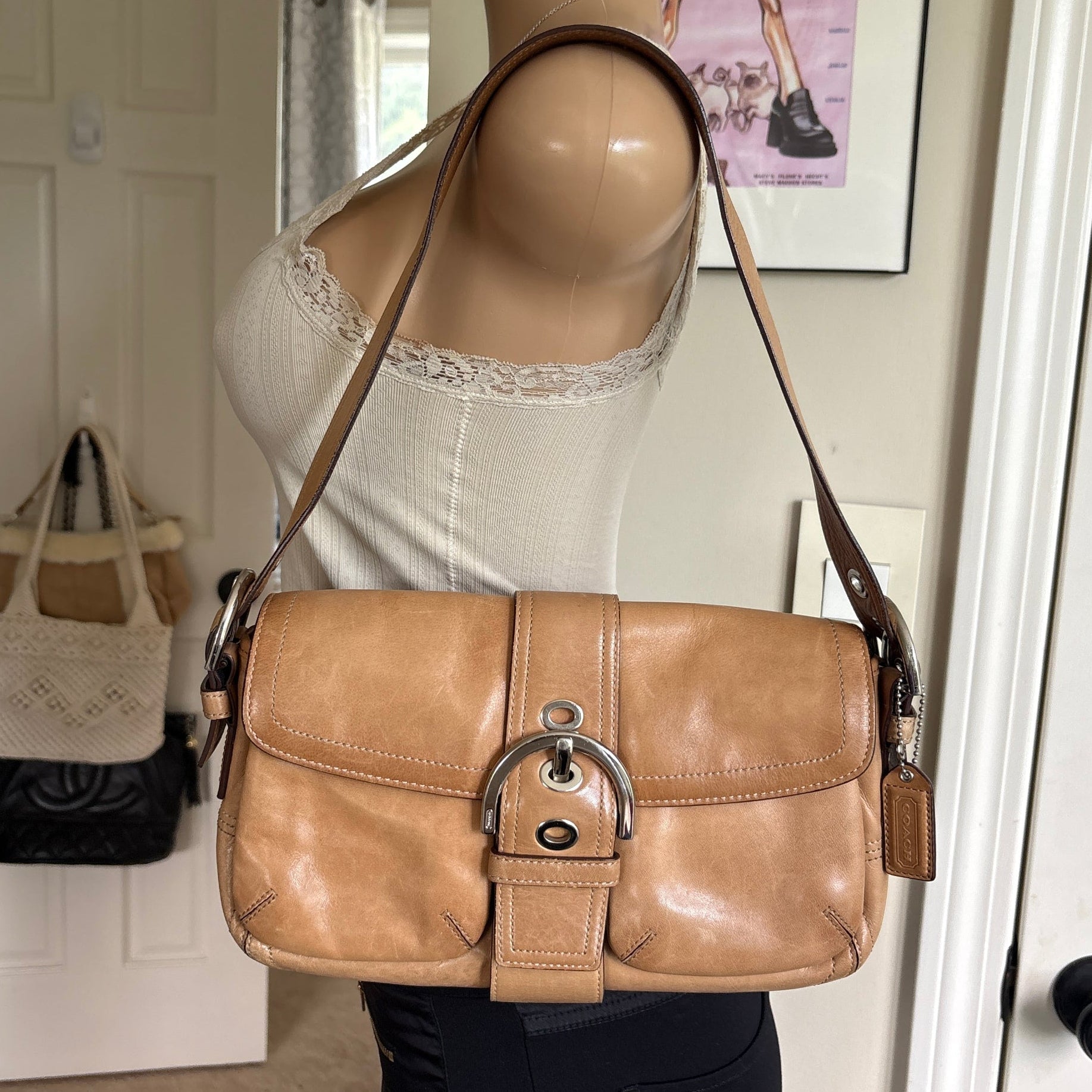 00s Vintage Coach Soho Tan Leather Bag