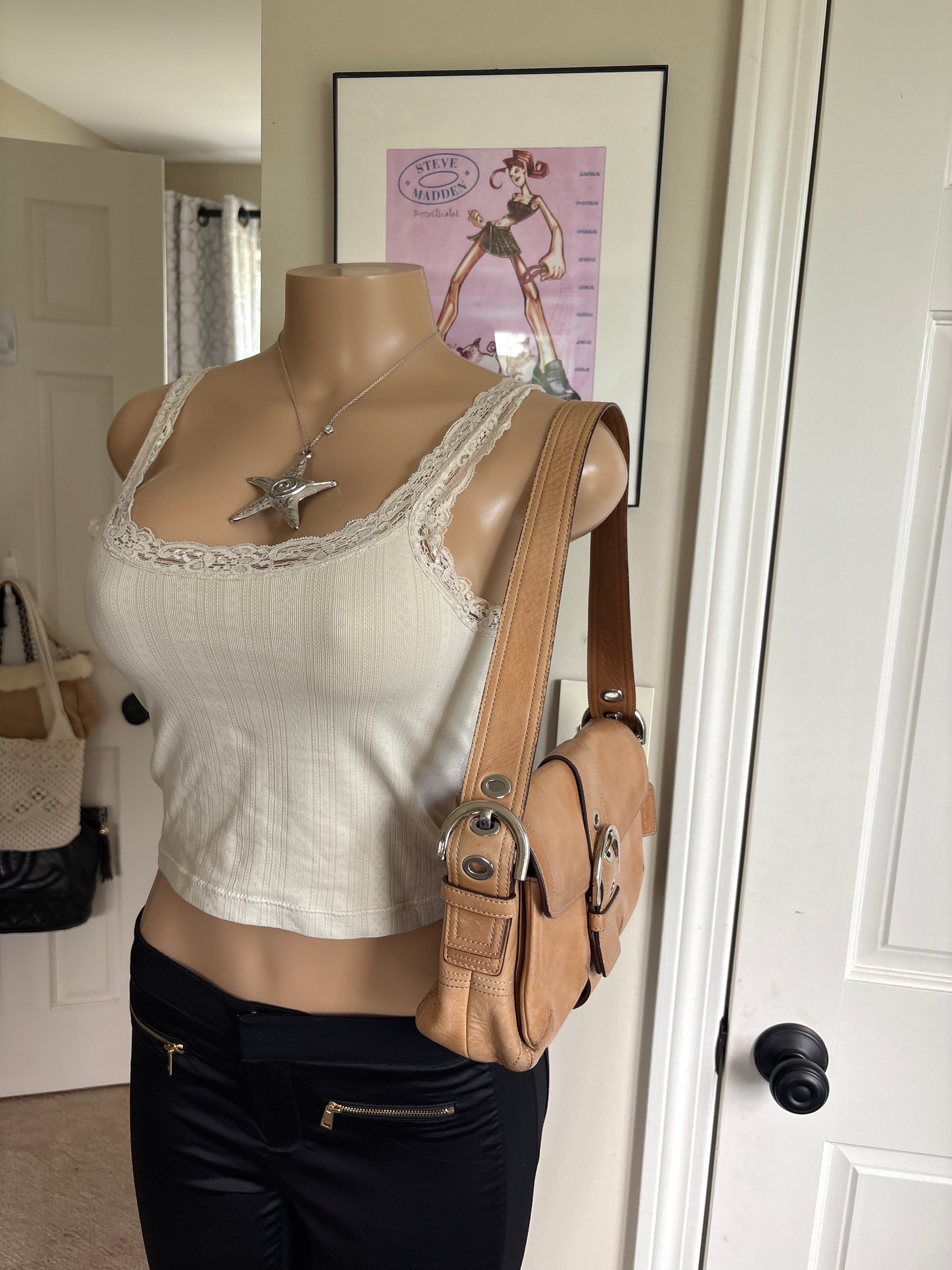 00s Vintage Coach Soho Tan Leather Bag