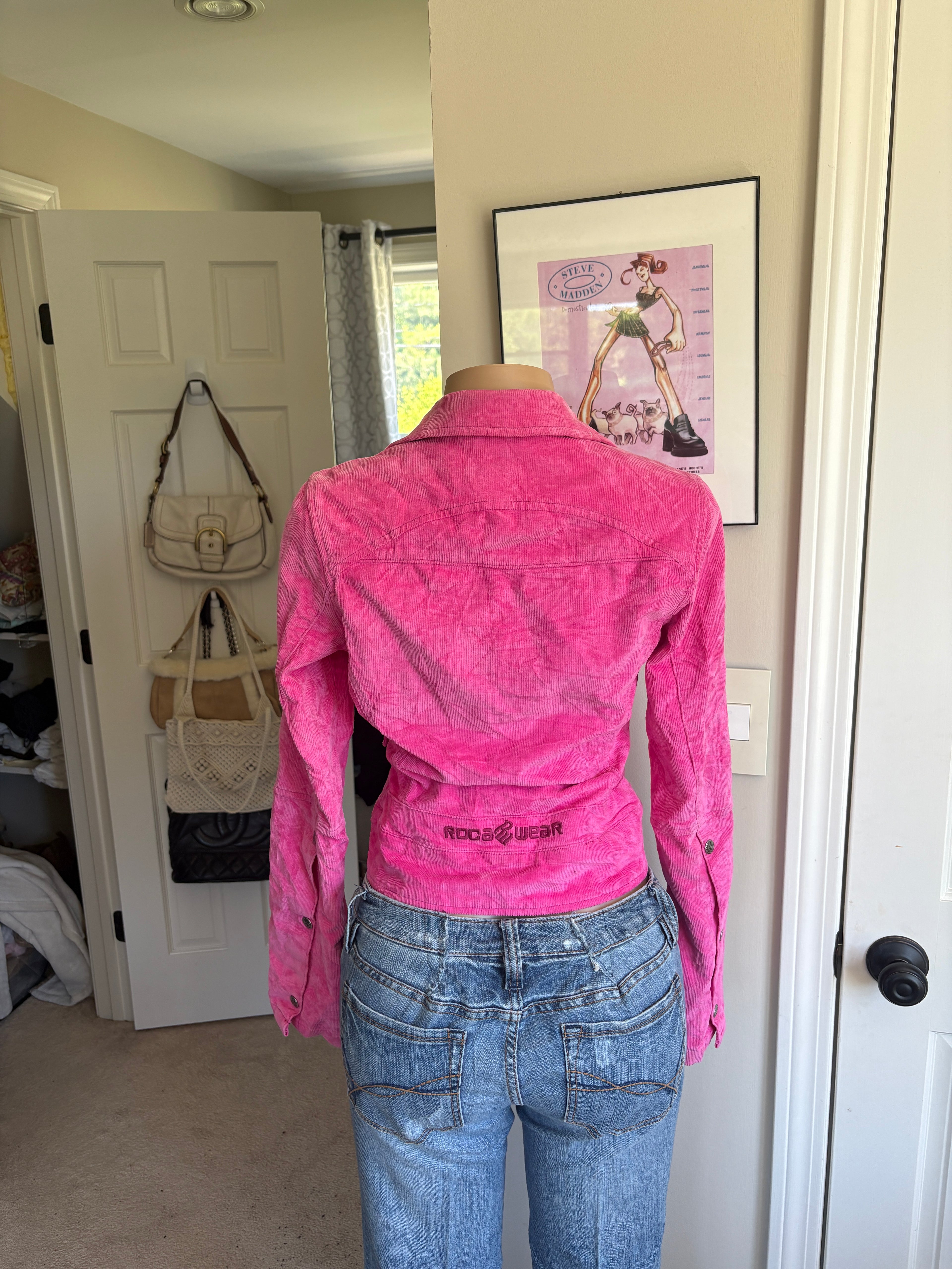 00s Rocawear hot pink corduroy button down jacket (size S)