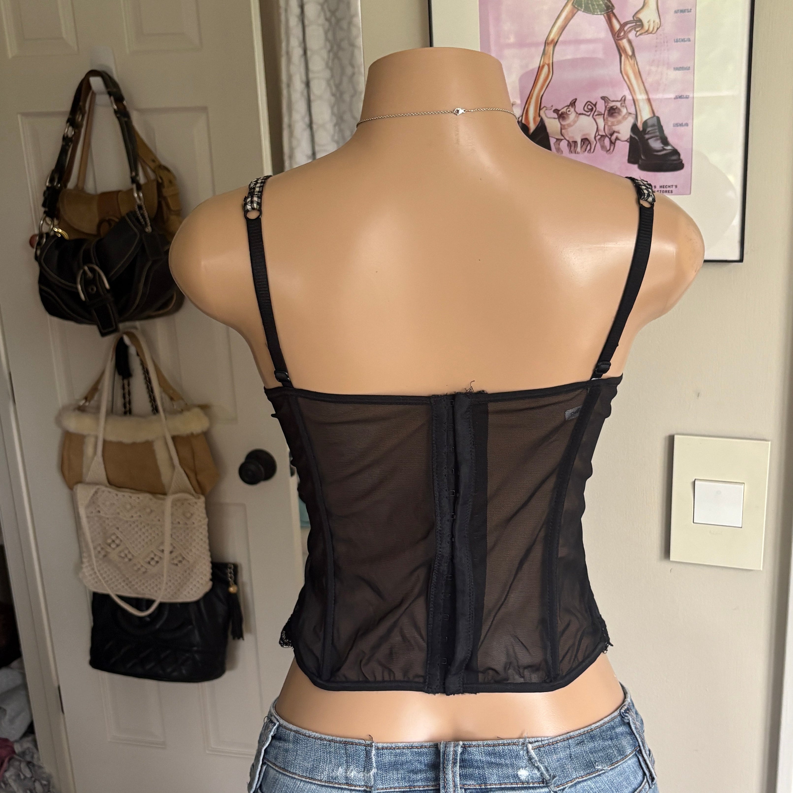 00s black & plaid corset top (size 32B)