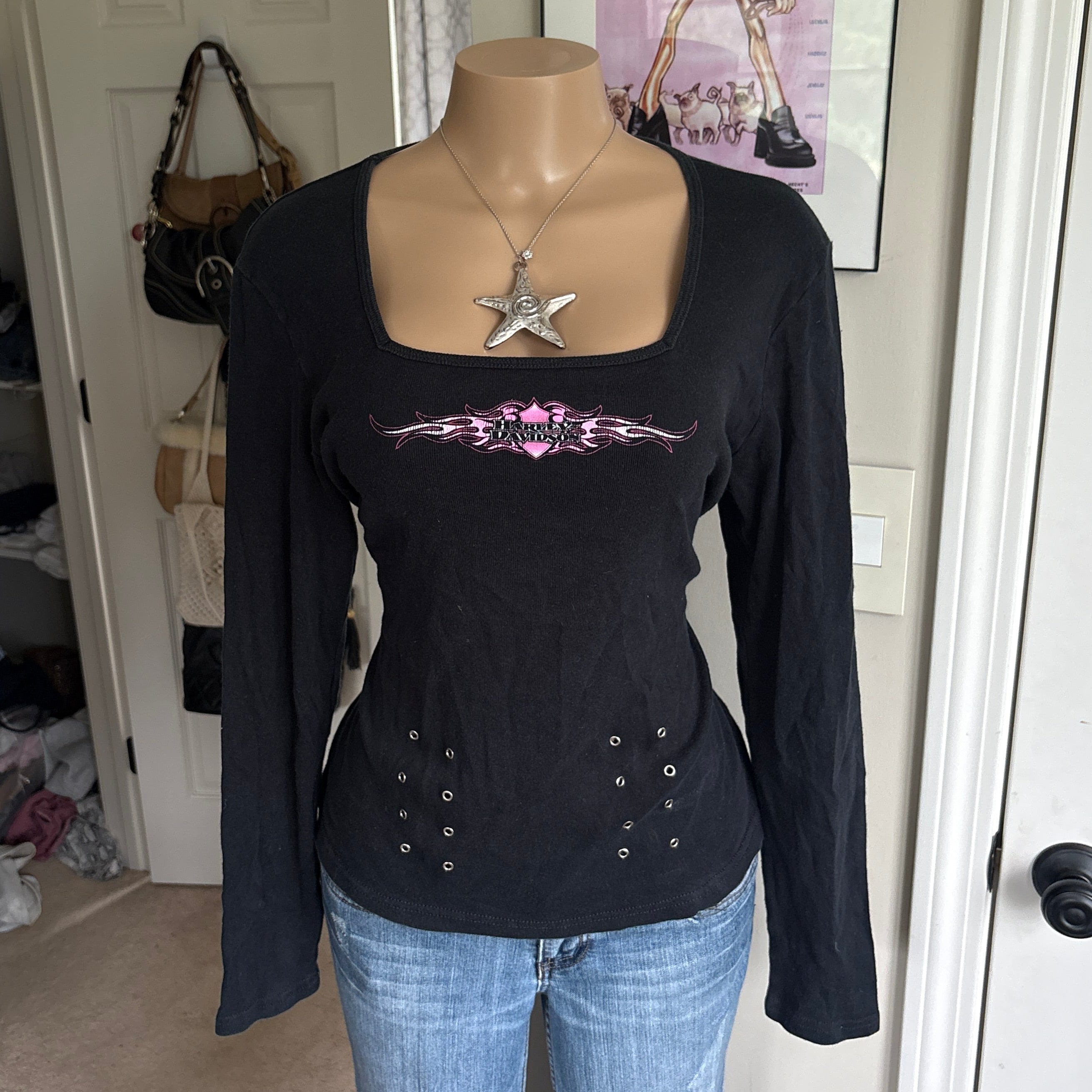 00s Harley Davidson grunge black long sleeve (size XL)