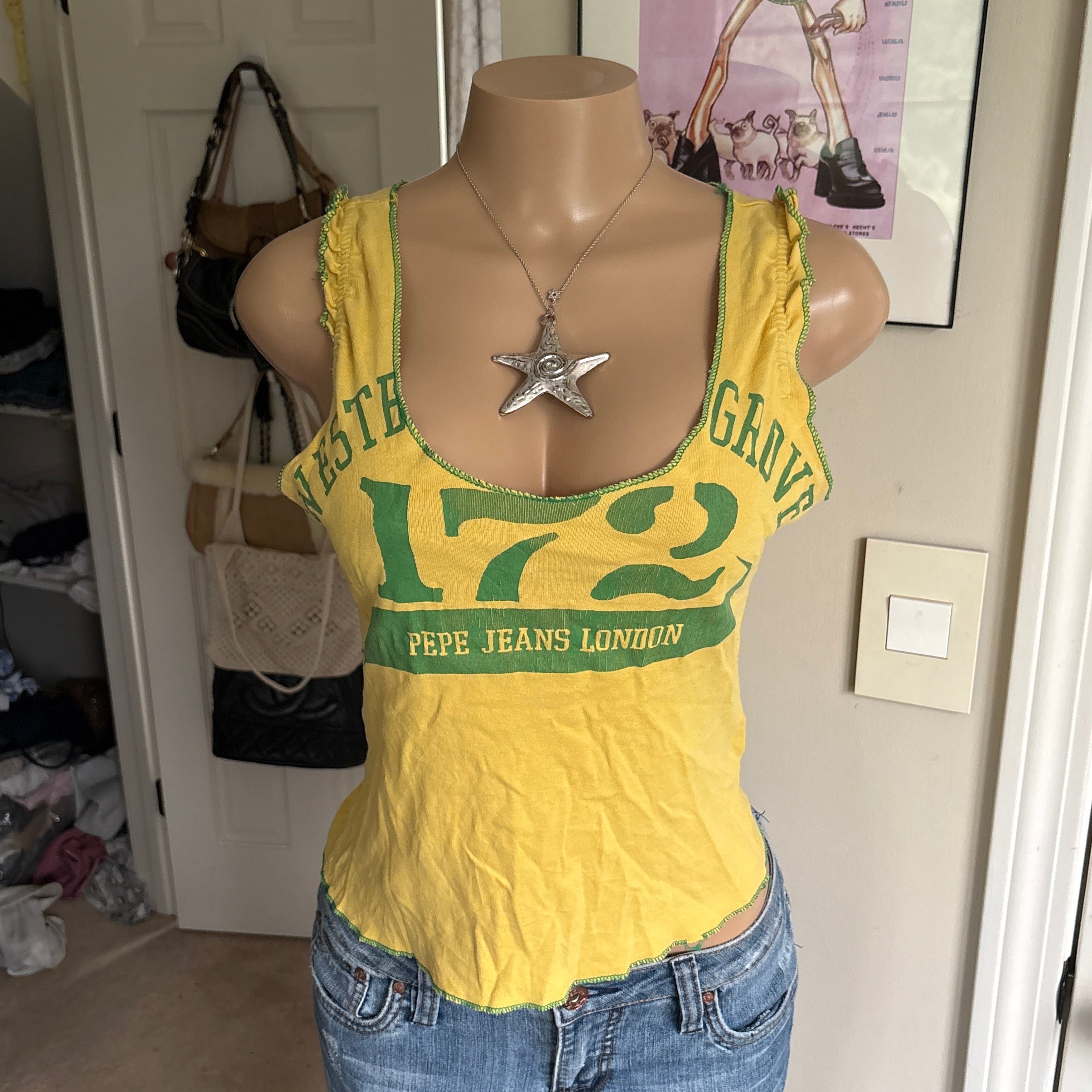 00s Pepe Jeans spellout yellow tank (size M)