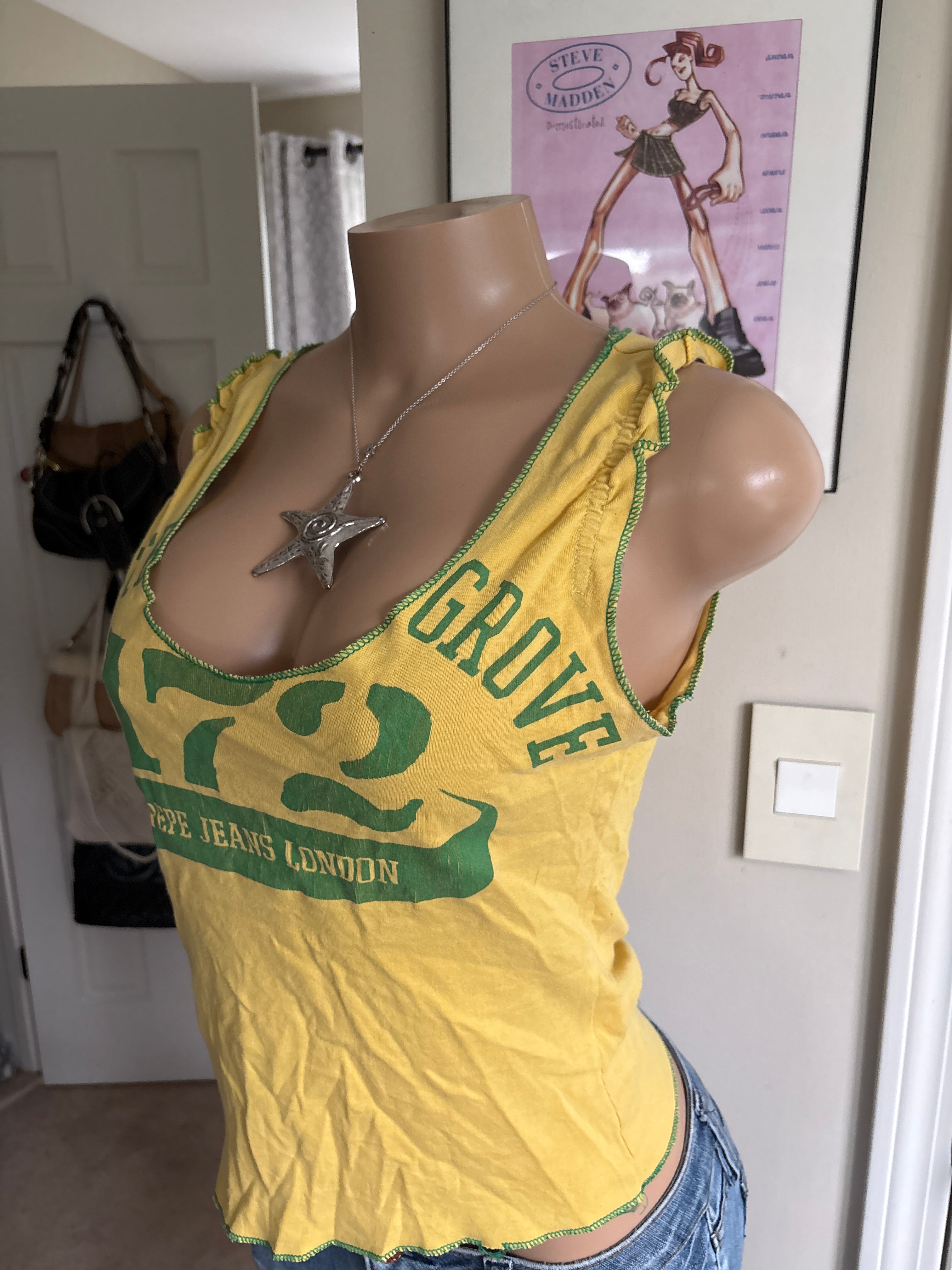 00s Pepe Jeans spellout yellow tank (size M)