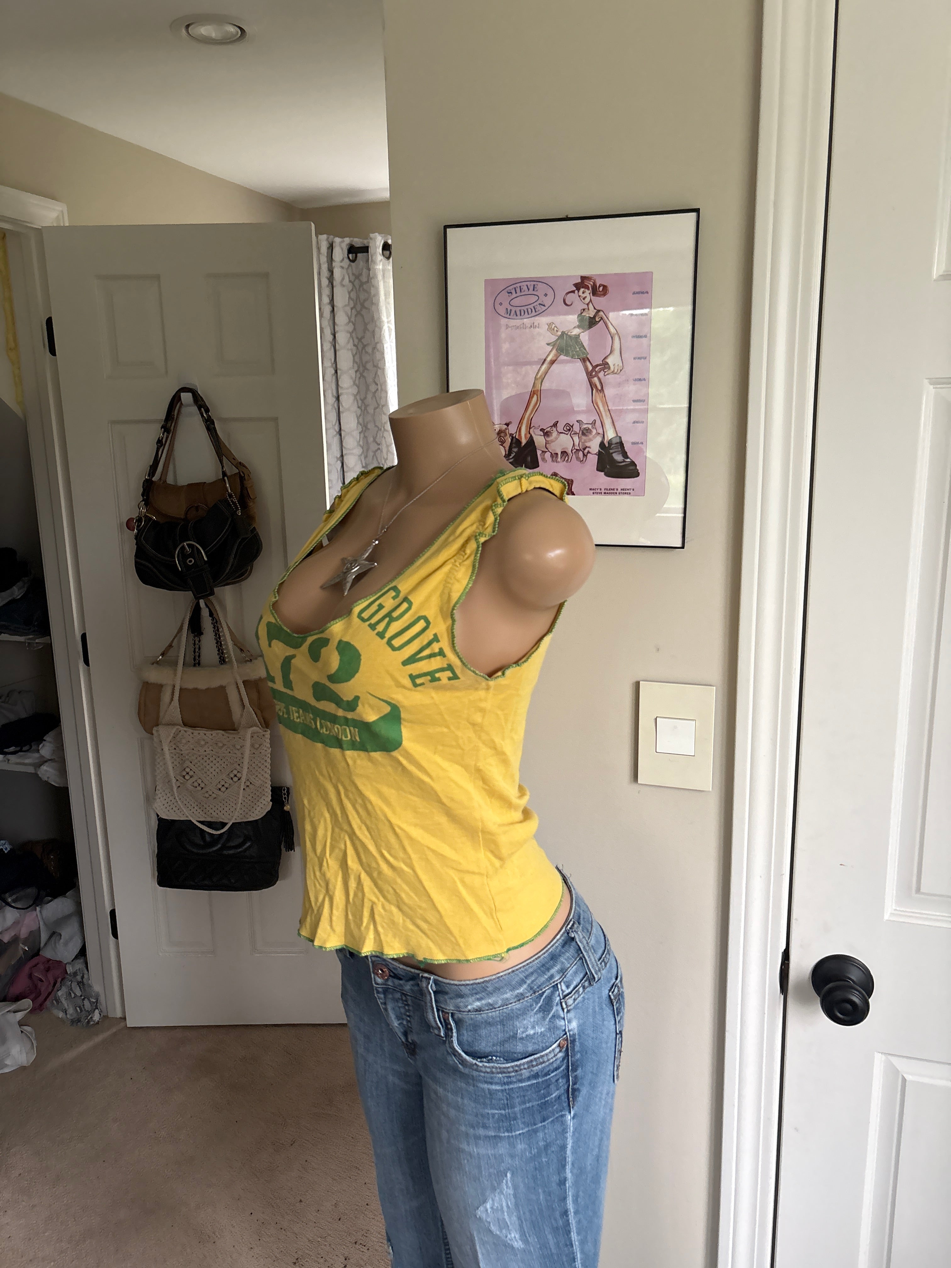 00s Pepe Jeans spellout yellow tank (size M)