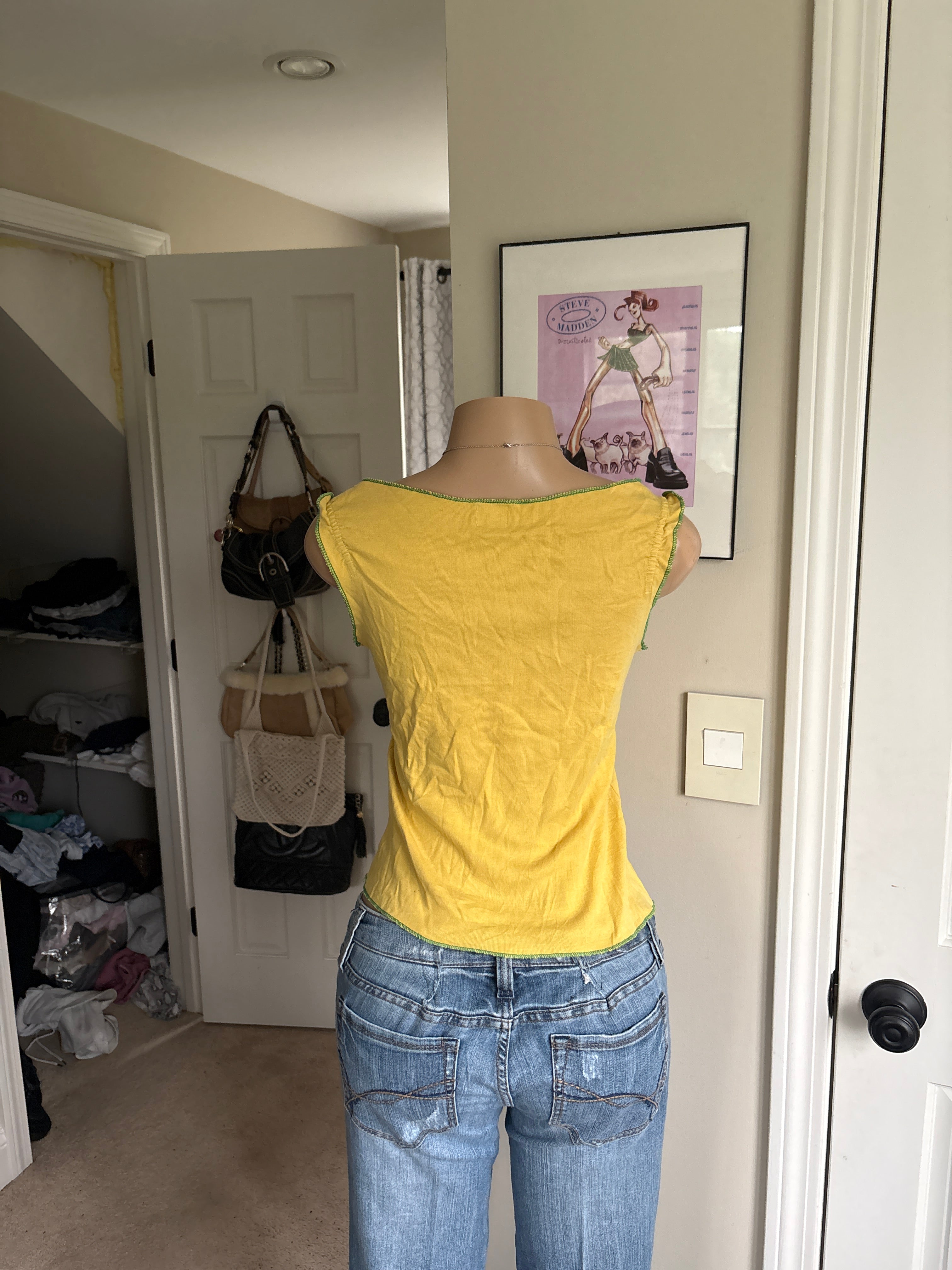 00s Pepe Jeans spellout yellow tank (size M)