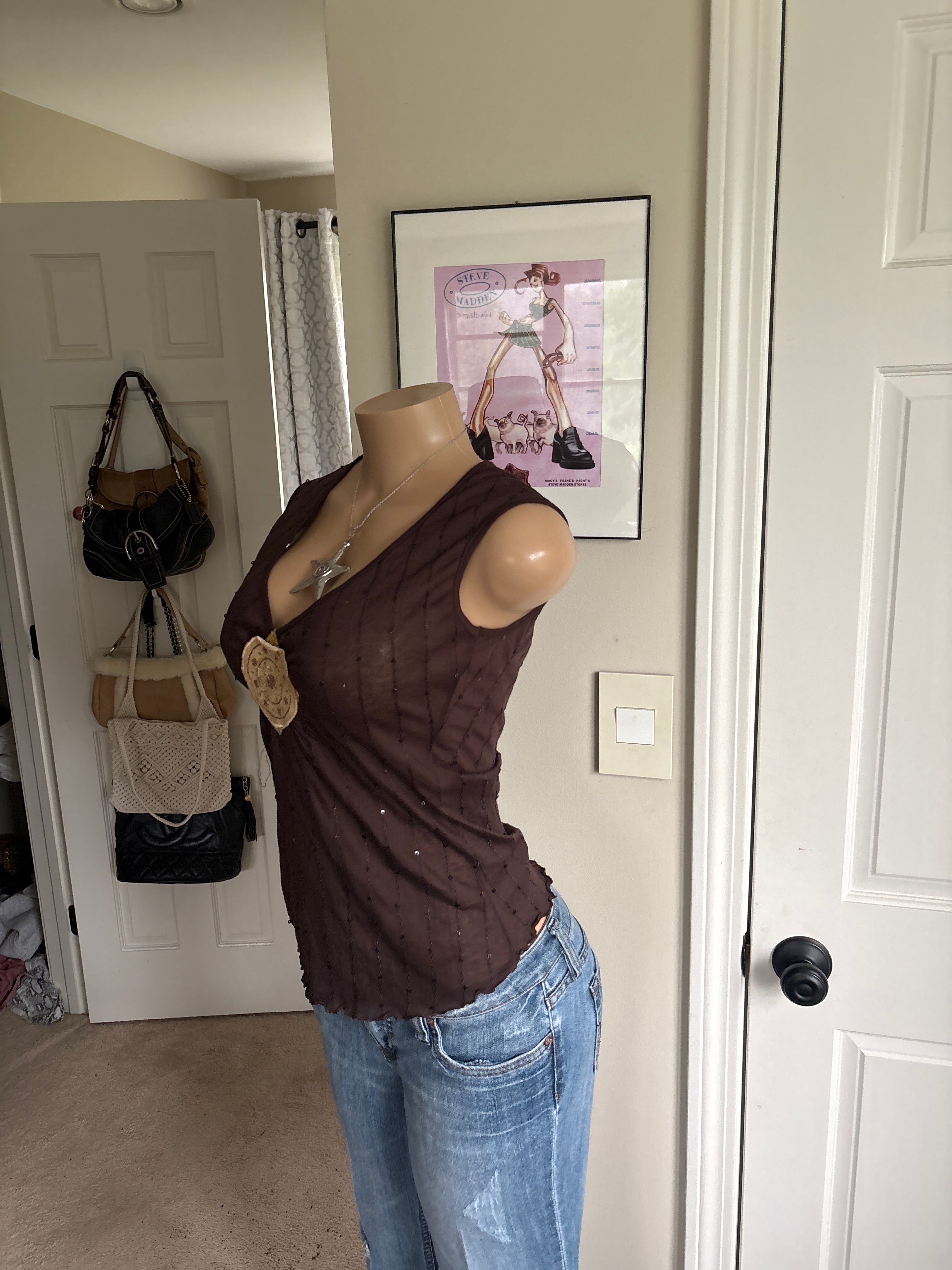 00s boho brown medallion tank top (size S/M)
