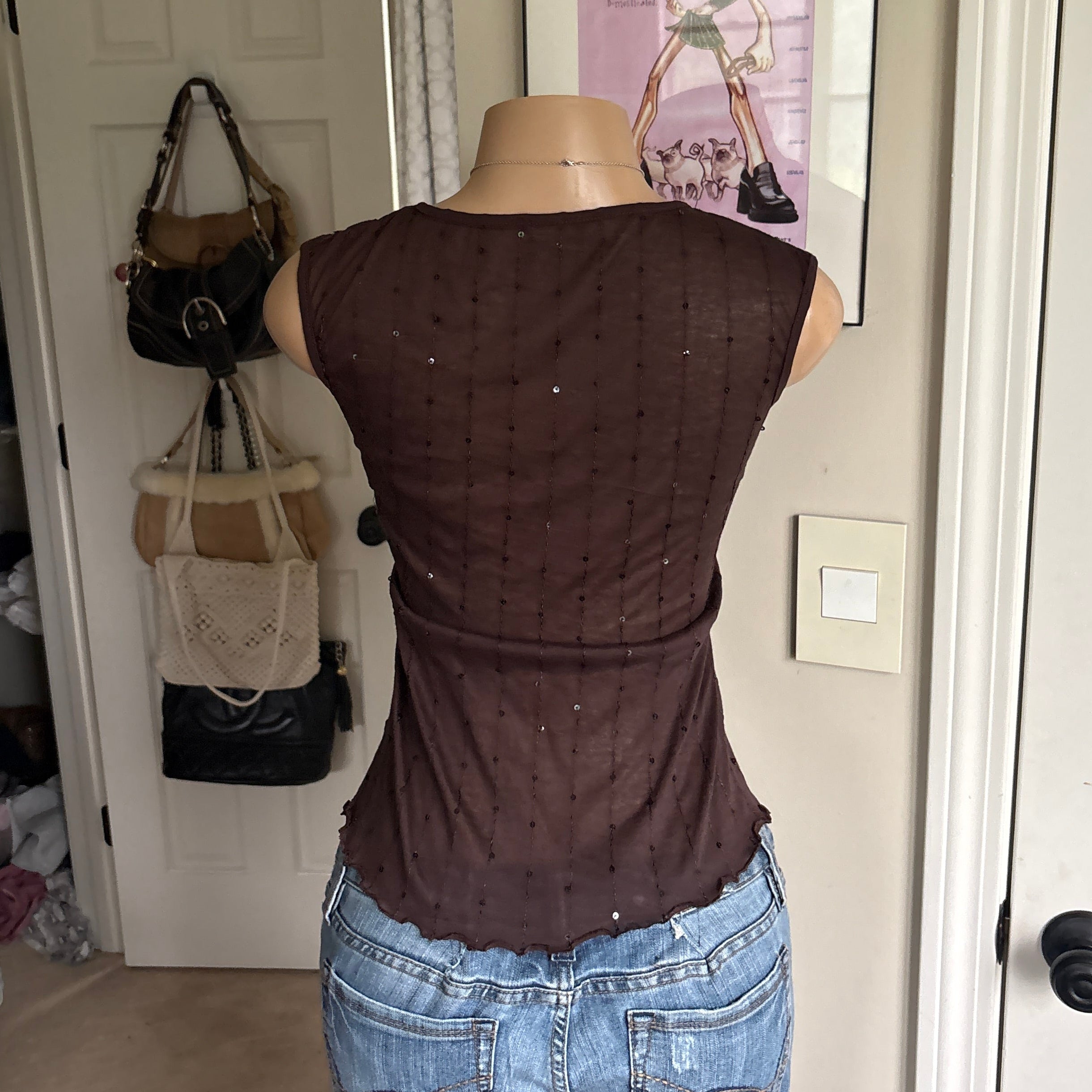 00s boho brown medallion tank top (size S/M)