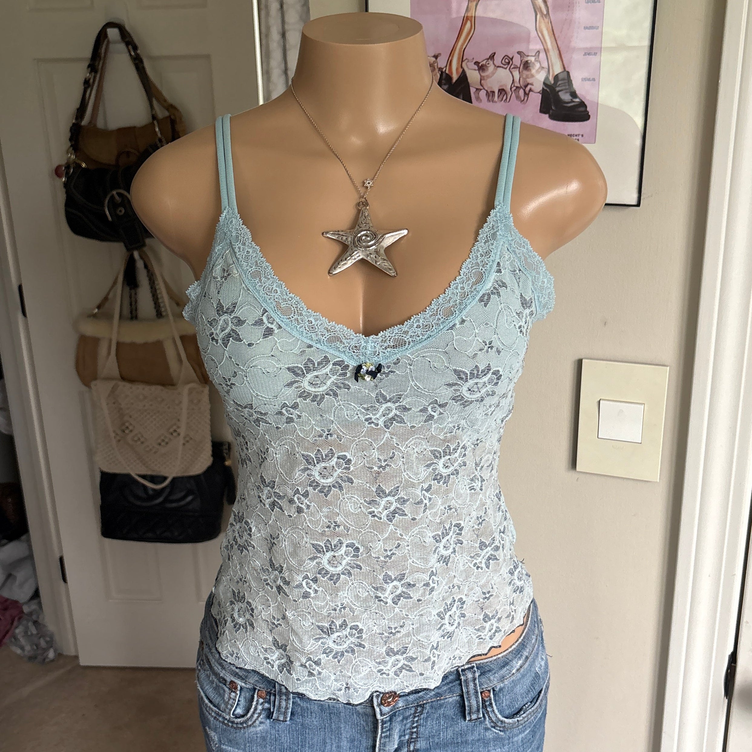 00s Victoria's Secret blue floral cami (size M)