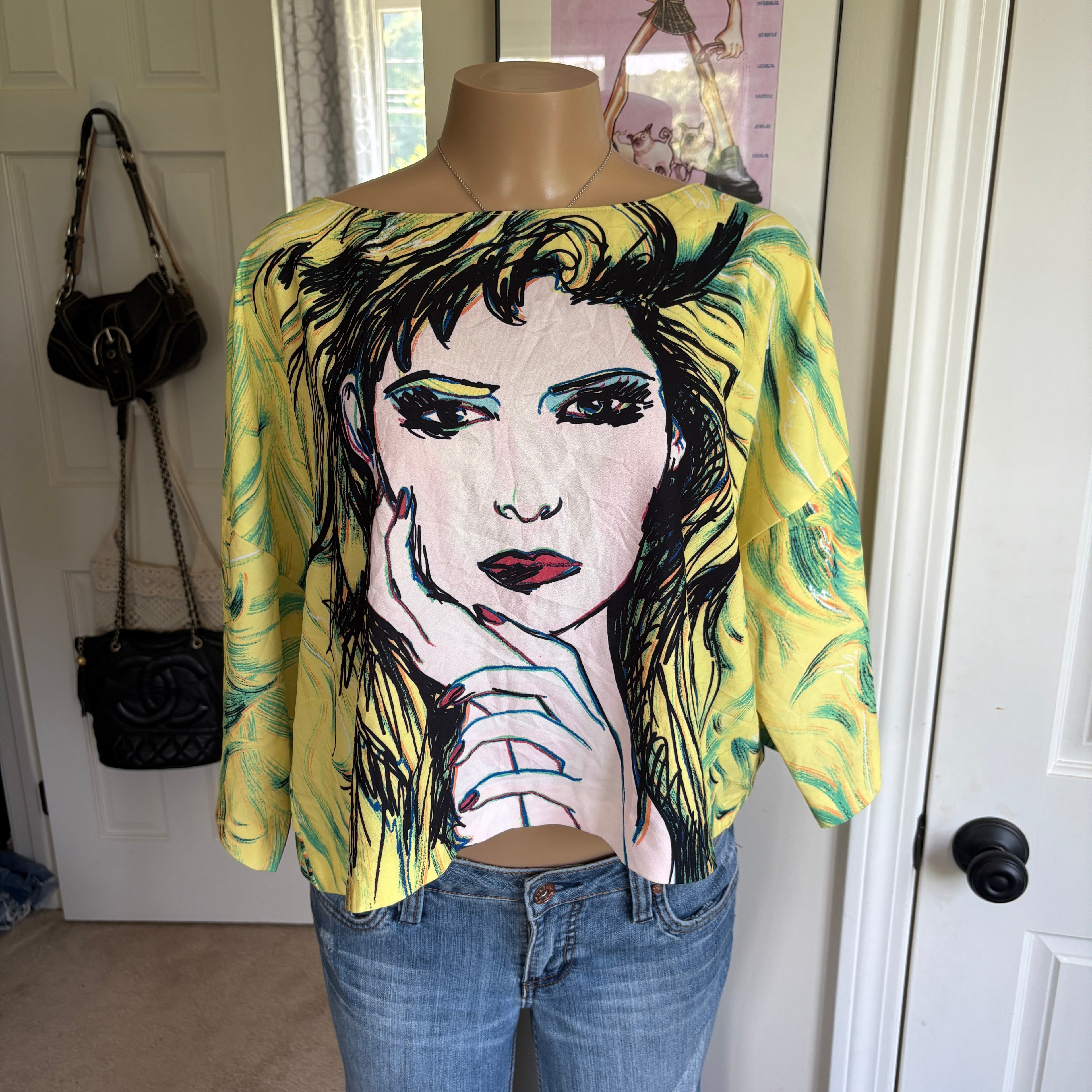 00s Moschino graphic face print top (size S/M)