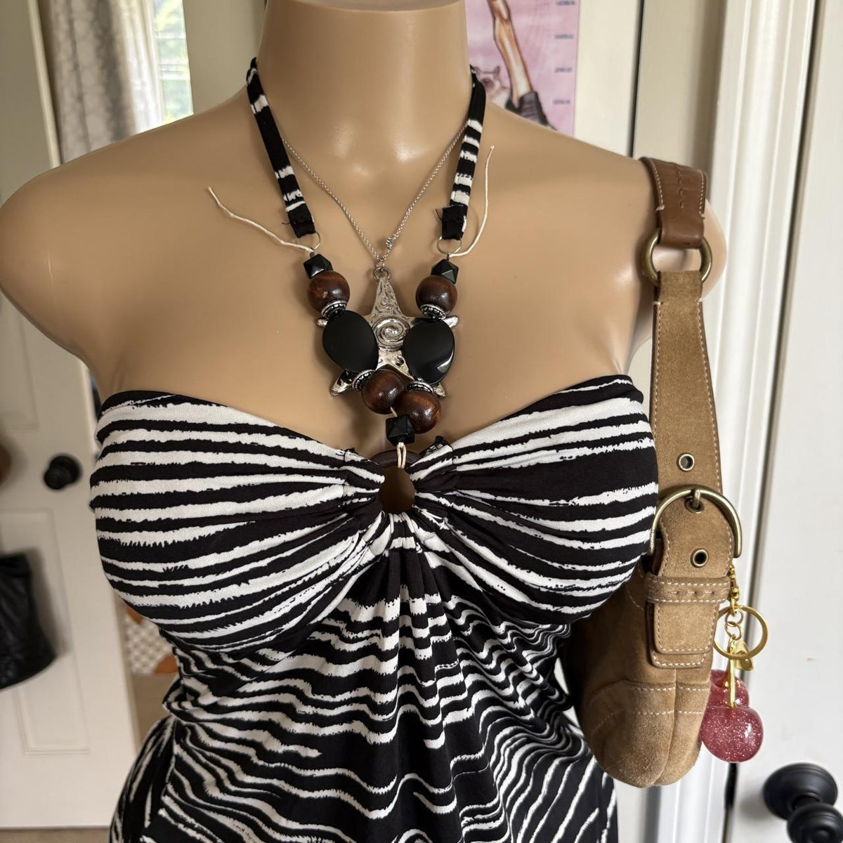 y2k 2000s zebra print beaded halter top