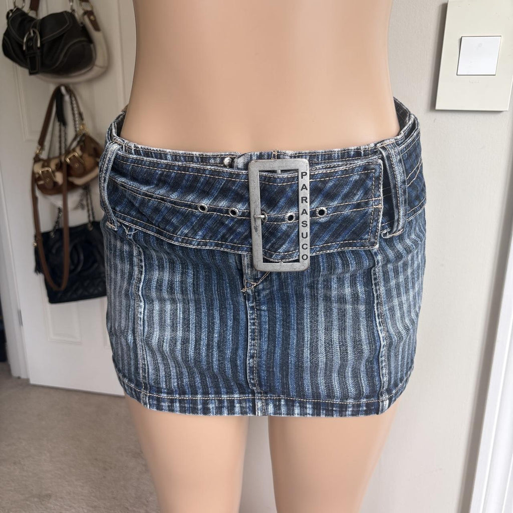 Y2K vintage Parasuco Belted Denim Mini Skirt