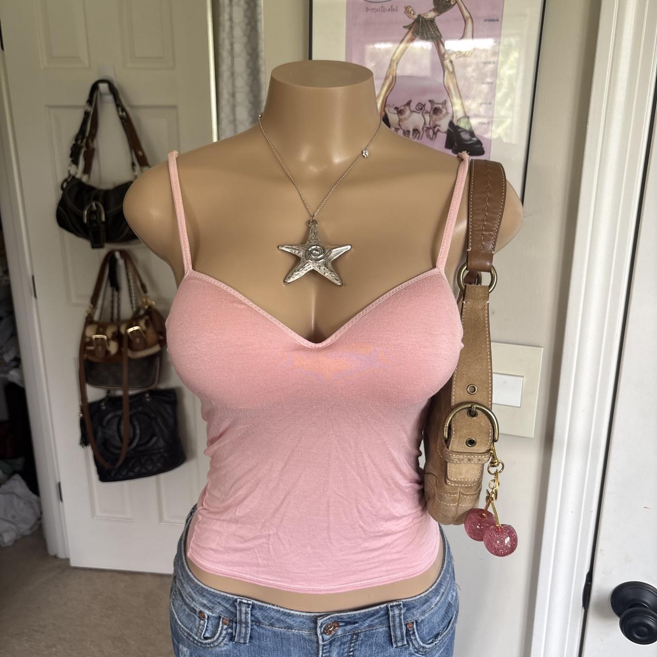 Y2K 2000s Baby Pink Fitted padded Cami Tank Top