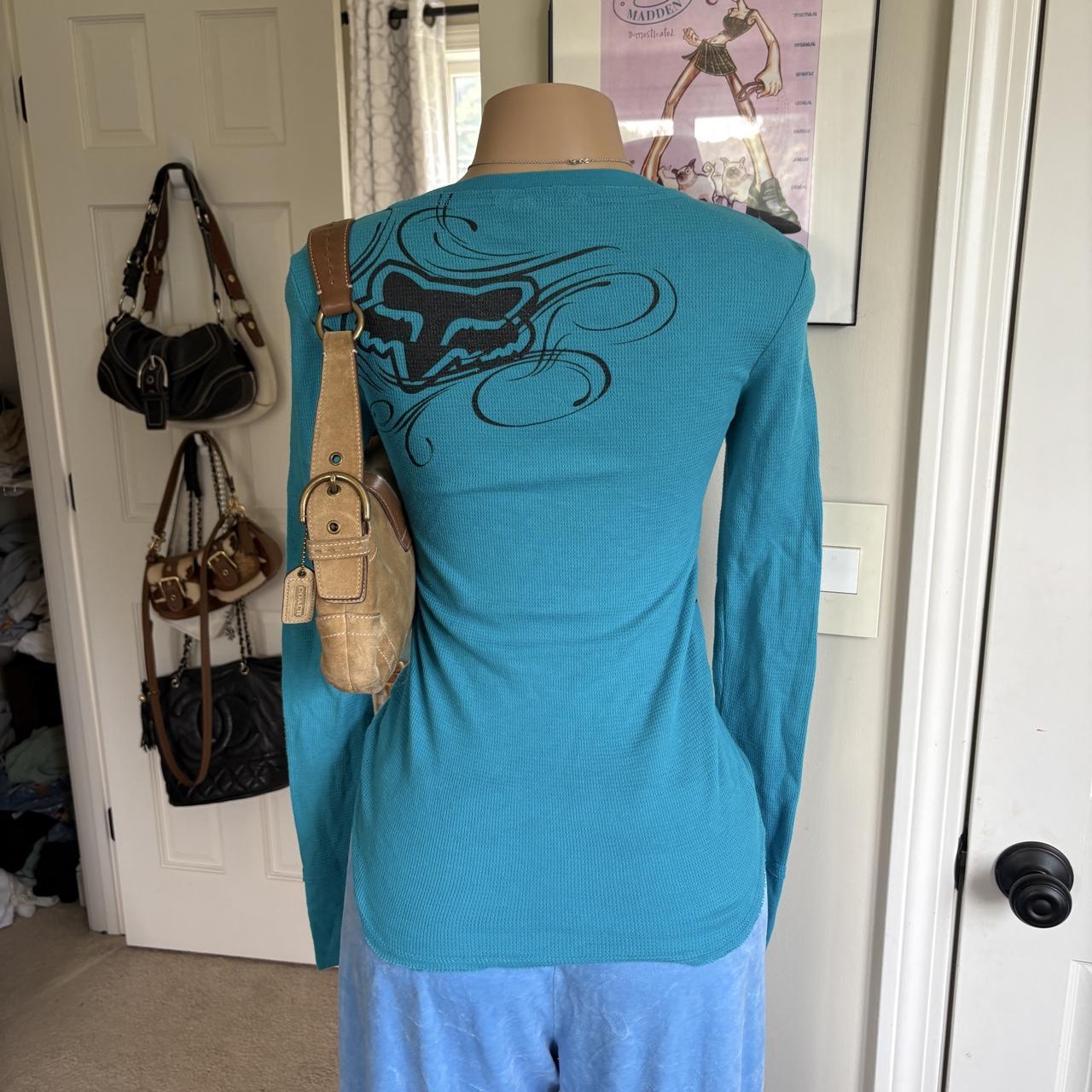 y2k 2000s Fox Racing blue spellout graphic long sleeve top