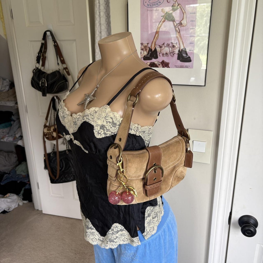 y2k 2000s Express silk black cream lace  cami top