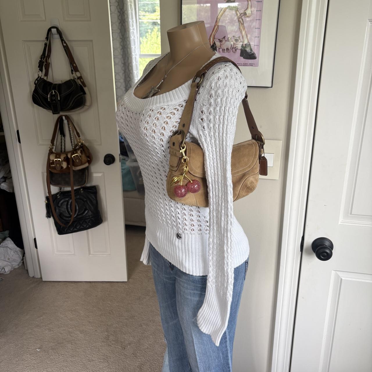 Y2K 2000s Guess White Open Knit Scoop Neck Sweater
