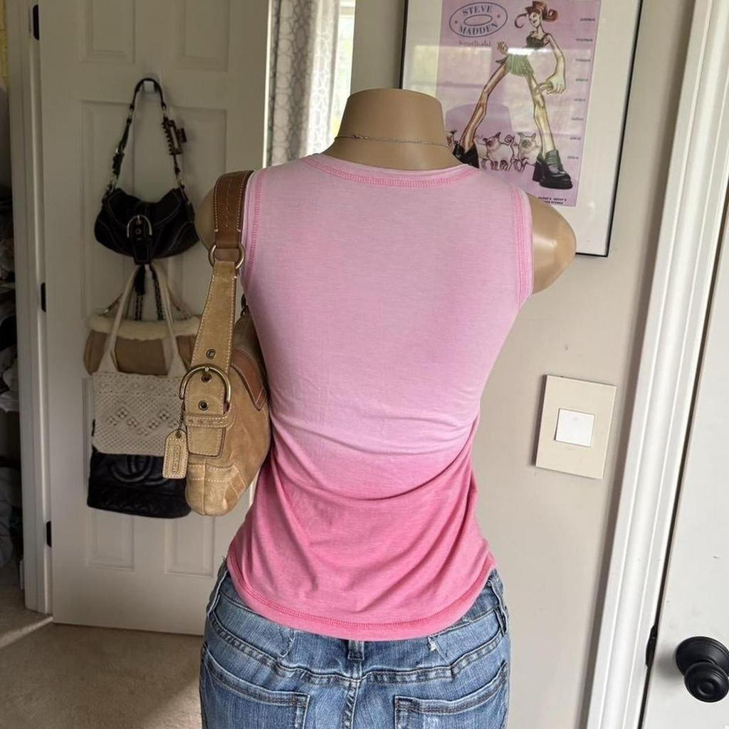 y2k 2000s mcbling pink rhinestone tank top
