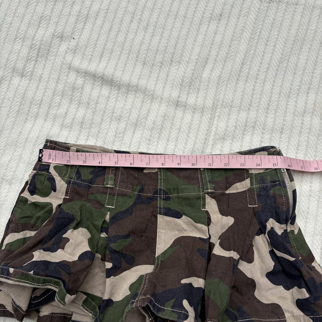 y2k 2000s almost famous camo pleated micro mini skirt