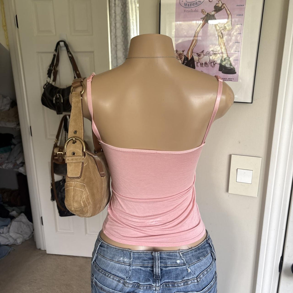 Y2K 2000s Baby Pink Fitted padded Cami Tank Top